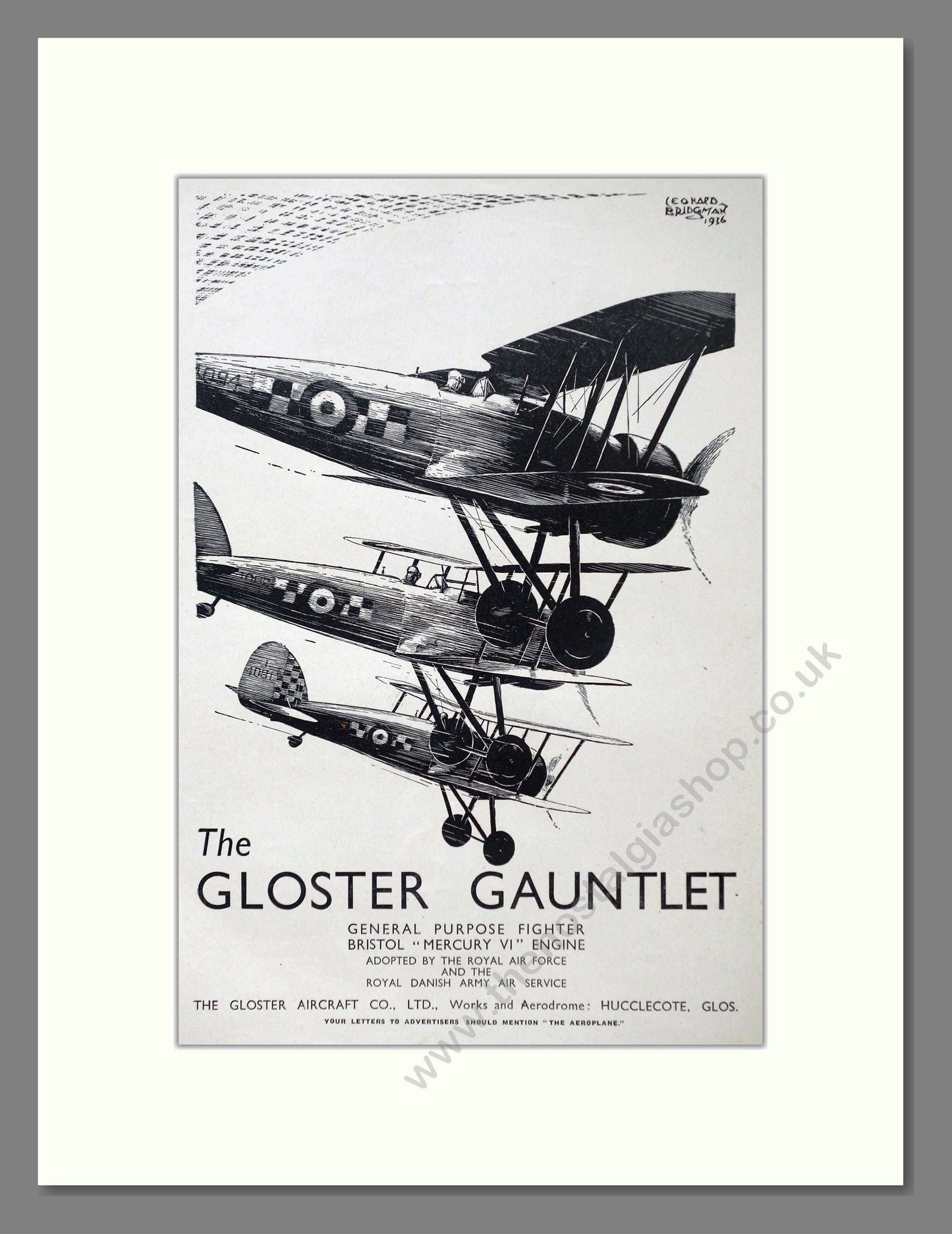 Gloster - Gauntlet. Vintage Advert 1937 (ref AD63049)