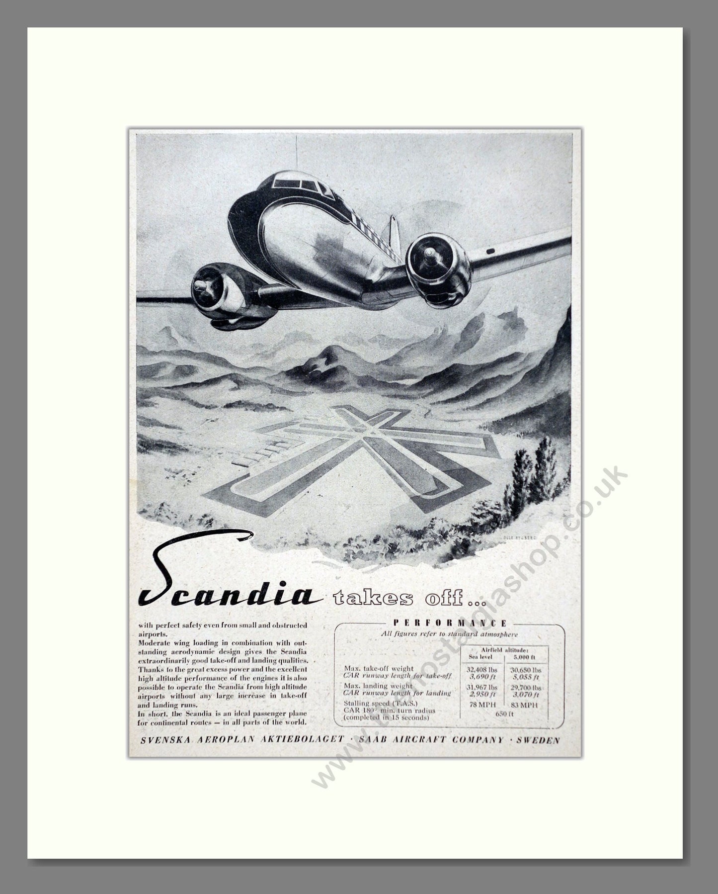 Scandia - Takes Off. Vintage Advert 1949 (ref AD63070)