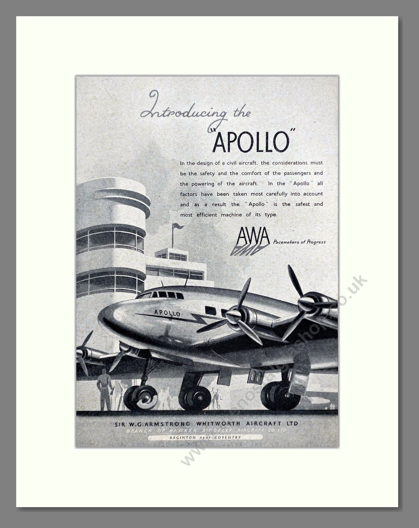 Armstrong Whitworth - Apollo. Vintage Advert 1947 (ref AD63088)