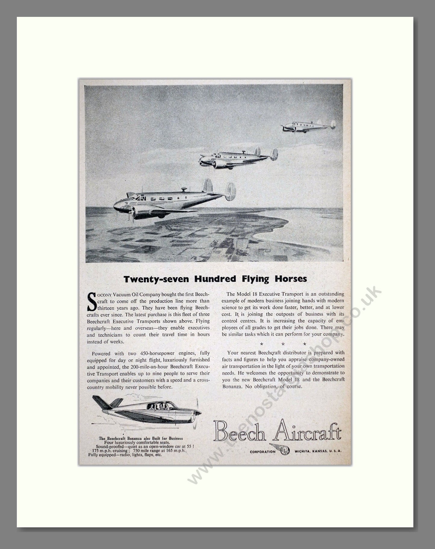 Beech - Bonanza. Vintage Advert 1947 (ref AD63090)
