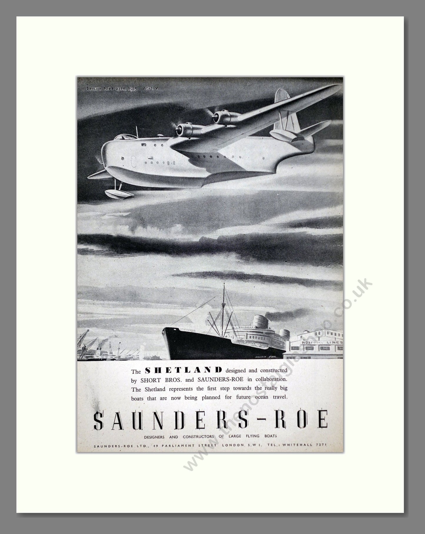 Saunders Roe - Shetland. Vintage Advert 1945 (ref AD63105)
