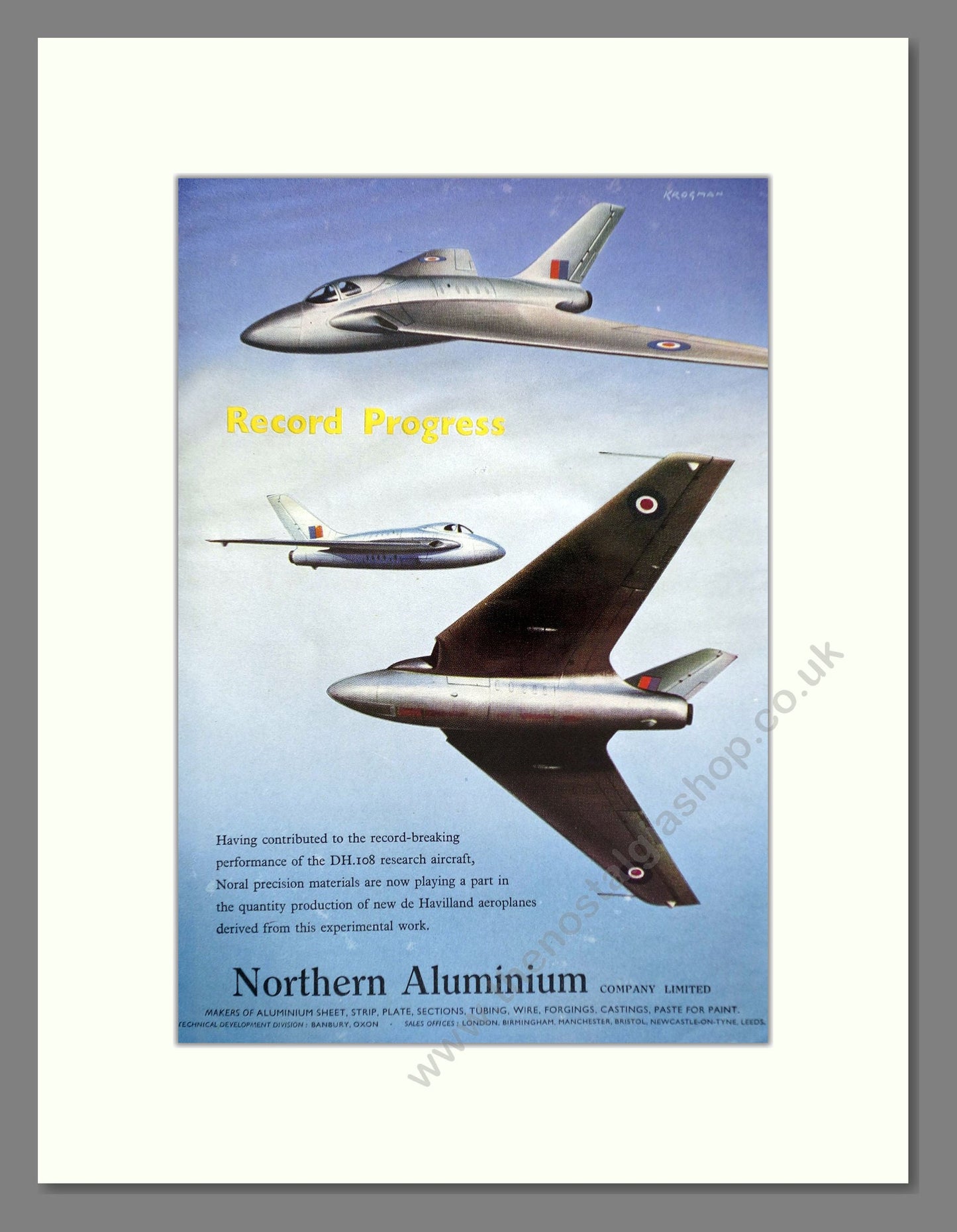 Northern Aluminium - DH.108. Vintage Advert 1949 (ref AD63110)