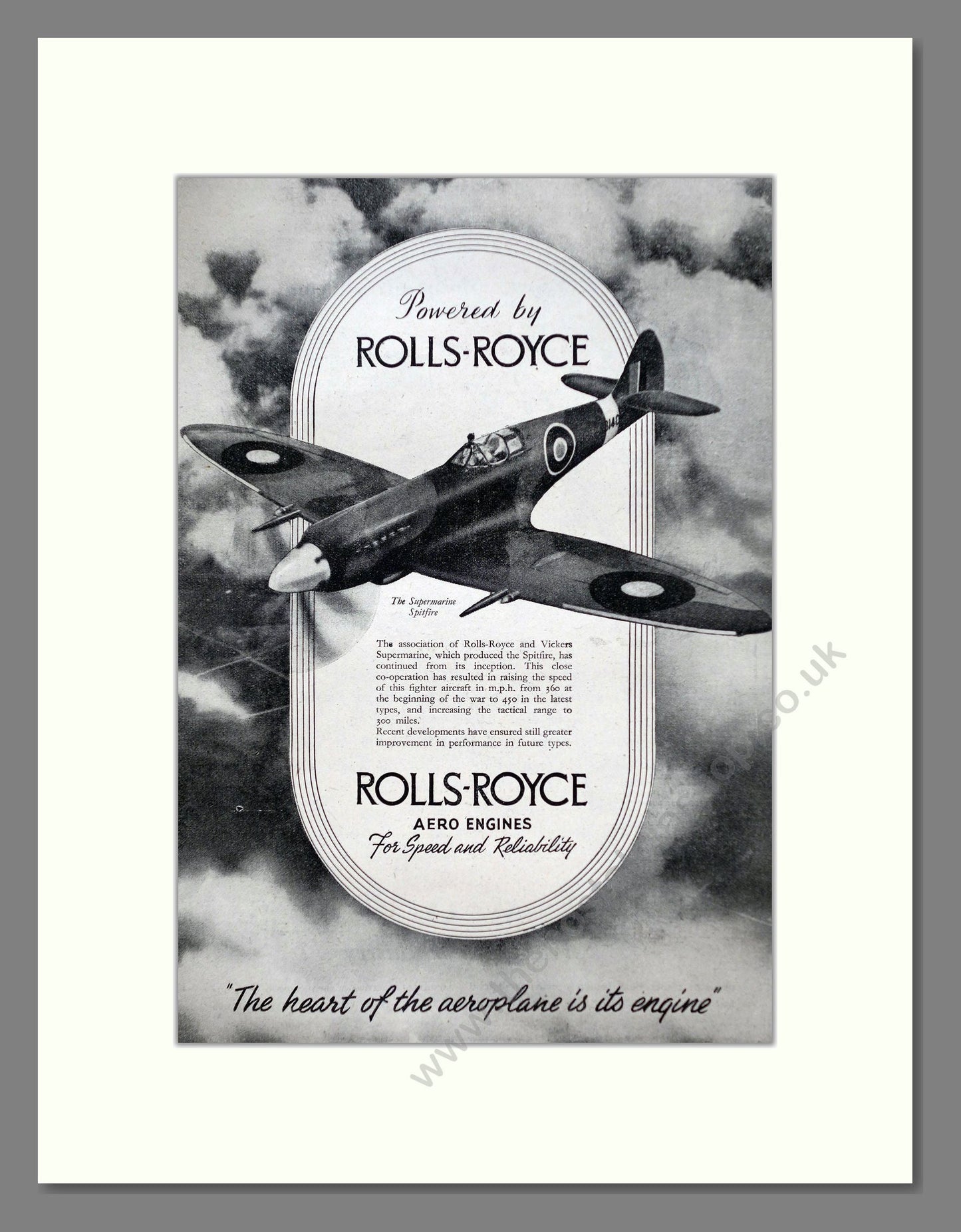 Rolls-Royce - Supermarine Spitfire. Vintage Advert 1945 (ref AD63111)
