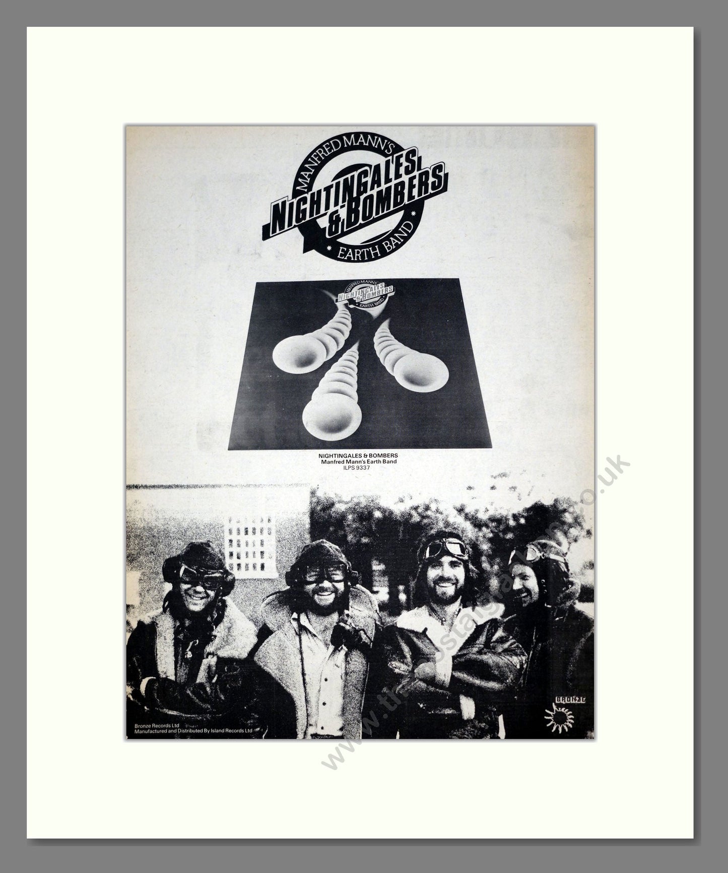 Manfred Mann - Nightingales and Bombers. Vintage Advert 1975 (ref AD19003)