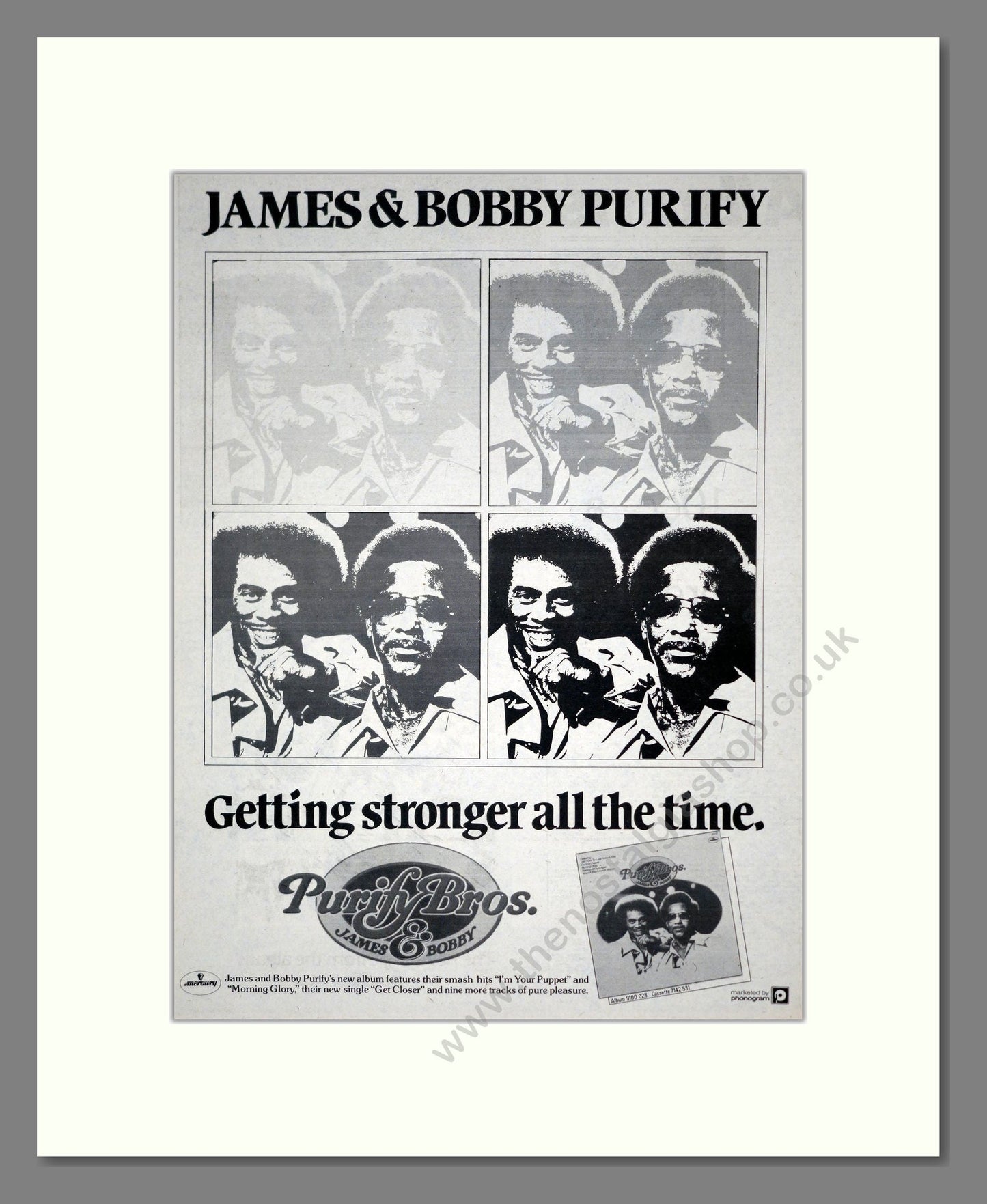 James And Bobby Purify - Getting Stronger All The Time. Vintage Advert 1977 (ref AD19121)