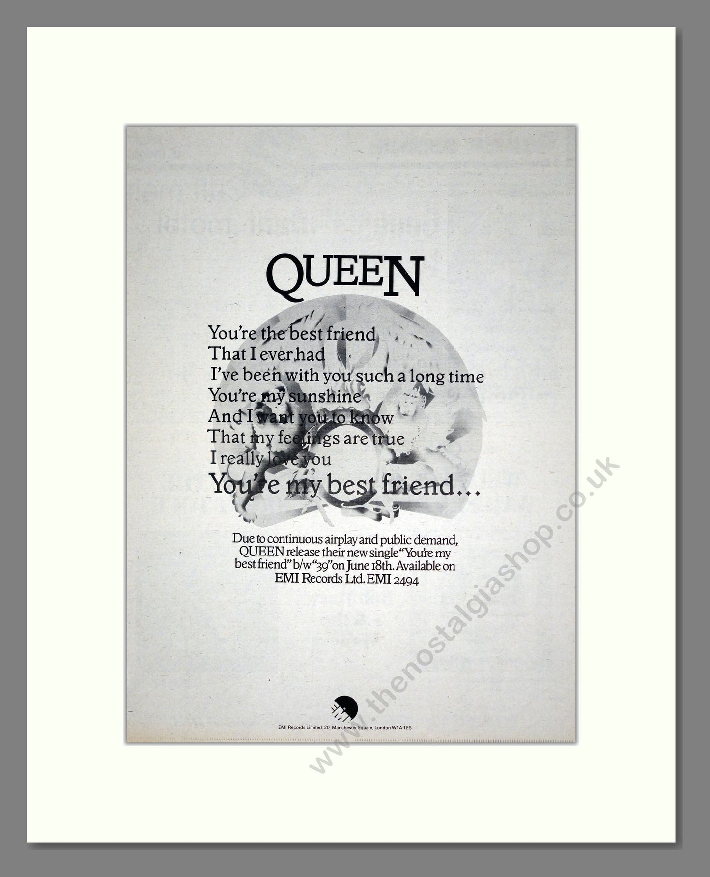 Queen - You're My Best Friend. Vintage Advert 1976 (ref AD19165)