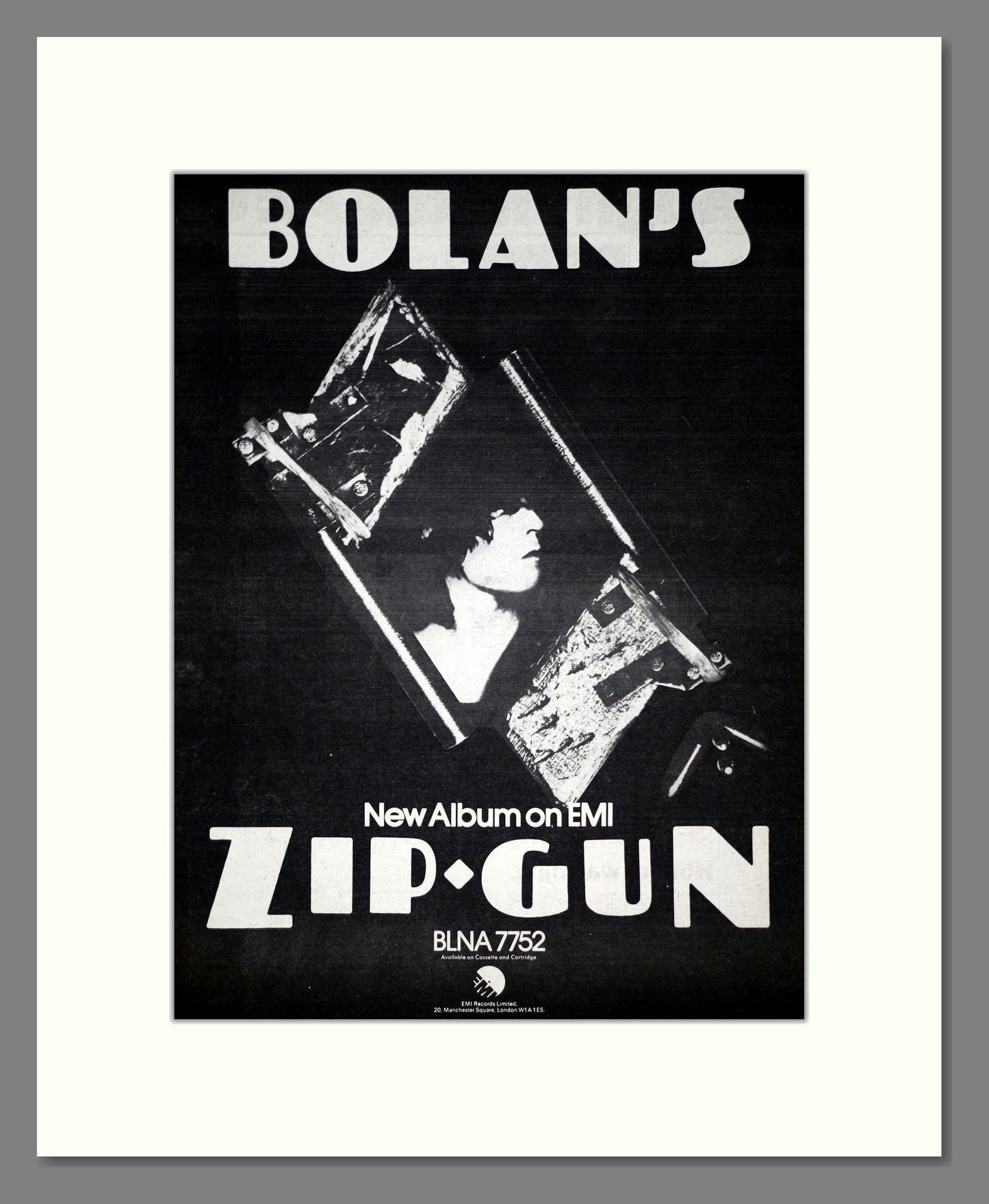 Marc Bolan - Zip Gun. Vintage Advert 1975 (ref AD19173)