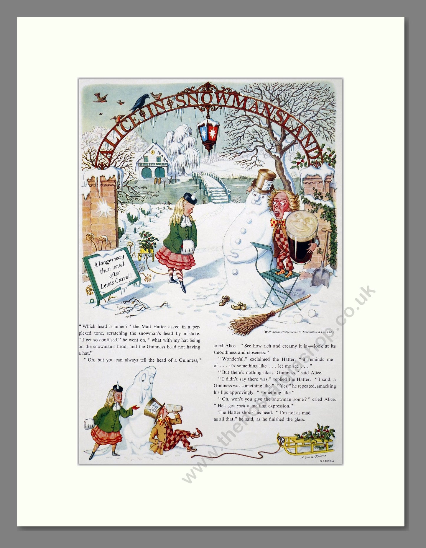 Guinness. Alice in Snowmansland. Original Advert 1948 (ref AD302289)
