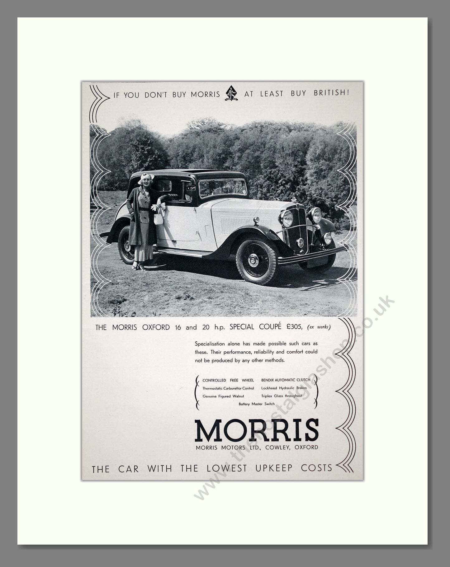 Morris Oxford 16 and 20 Hp Coupe. Original Advert 1934 (ref AD302320)