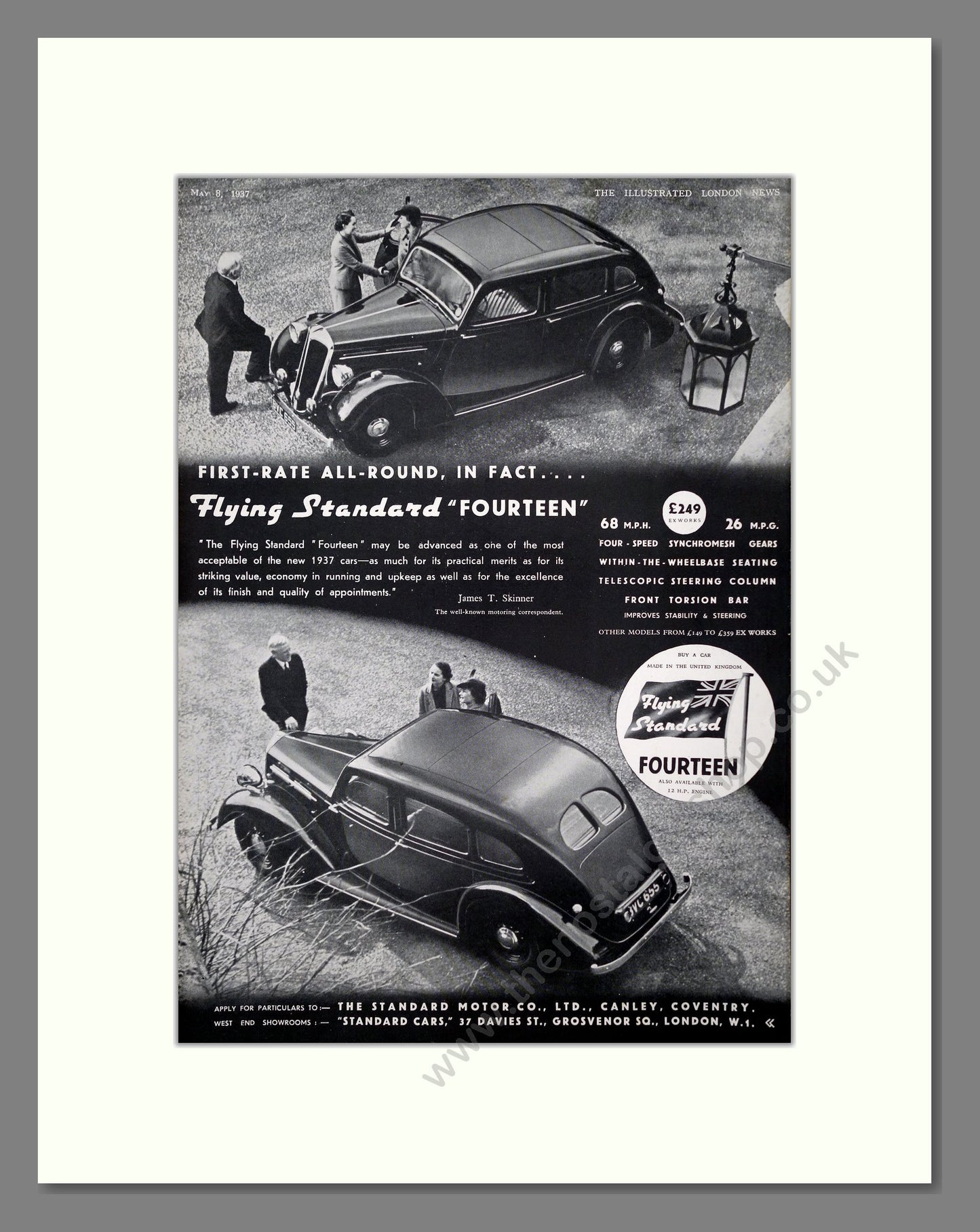 Flying Standard Fourteen. Original Advert 1937 (ref AD302323)
