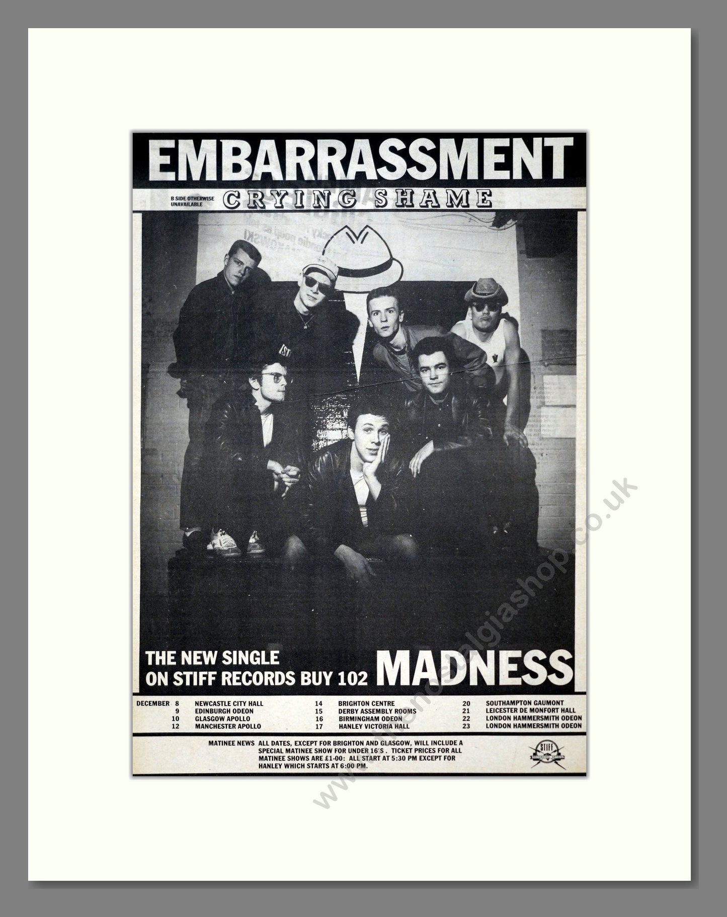 Madness - Embarrassment / Crying Shame. Vintage Advert 1980 (ref AD19230)