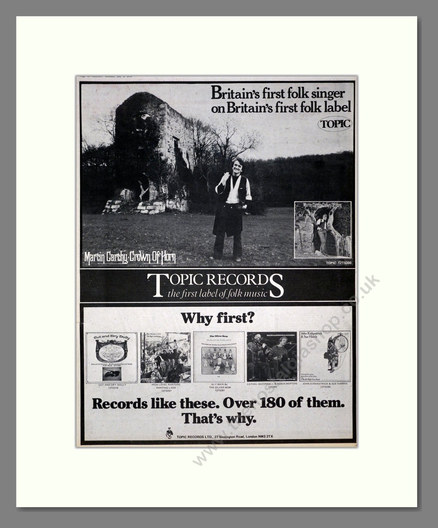 Martin Carthy - Crown Of Horn. Vintage Advert 1976 (ref AD19396)