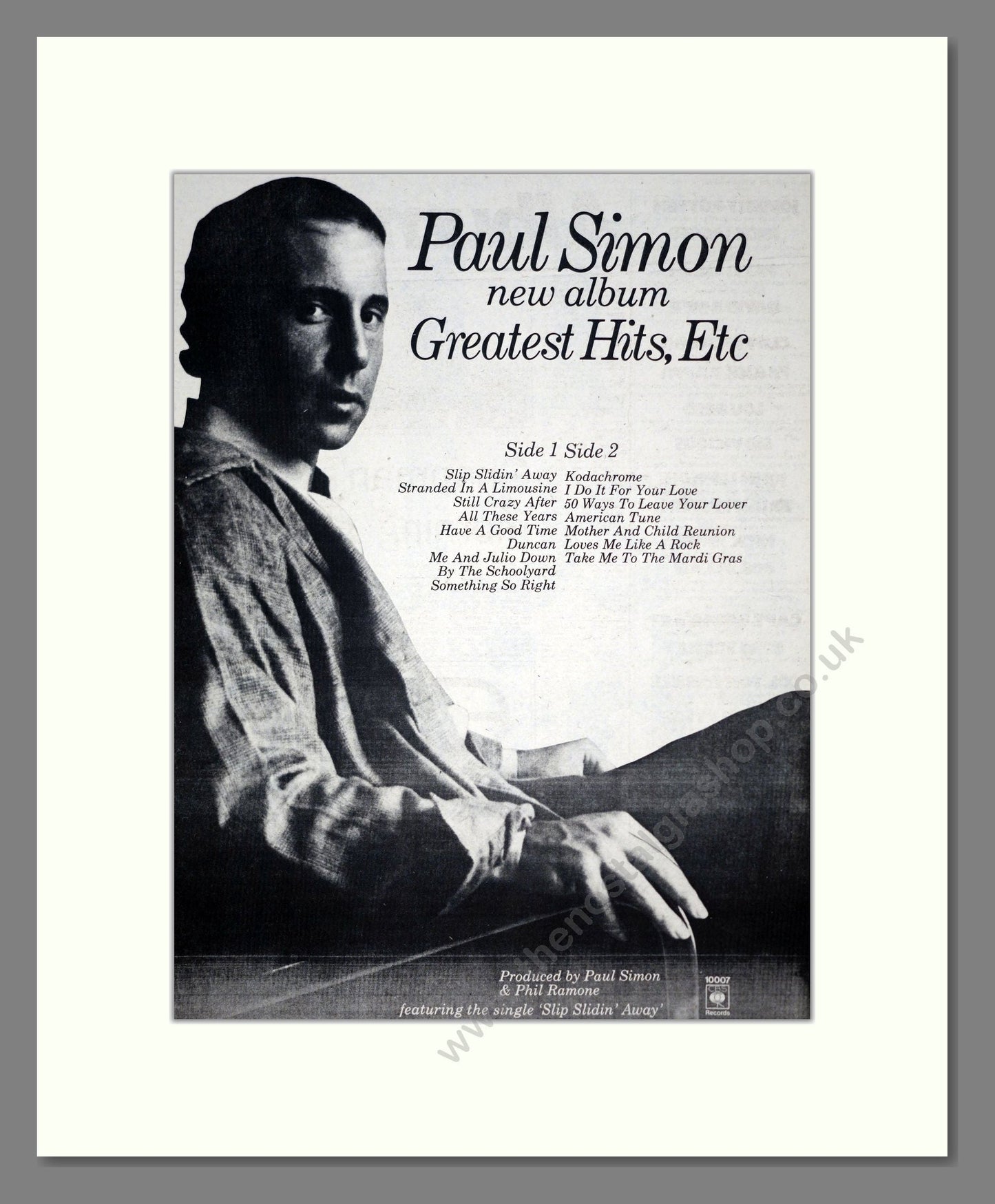 Paul Simon - Greatest Hits, Etc. Vintage Advert 1977 (ref AD19434)