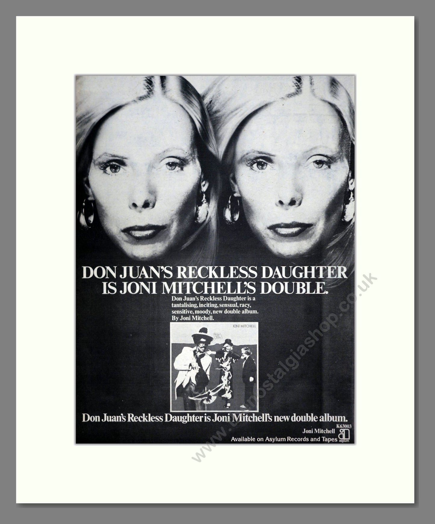 Joni Mitchell - Don Juans Reckless Daughter. Vintage Advert 1978 (ref AD19509)