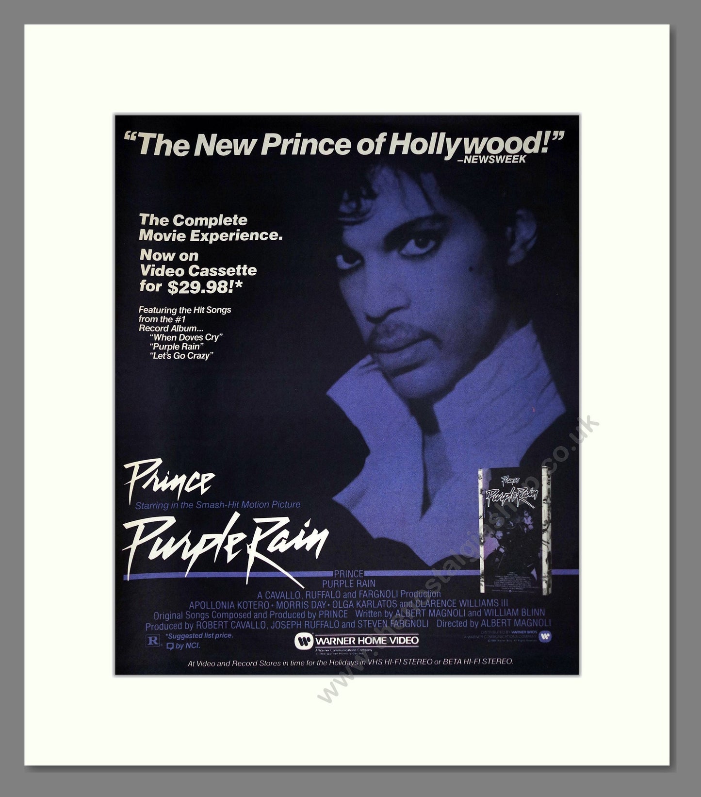 Prince - Purple Rain. Vintage Advert 1984 (ref AD302220)
