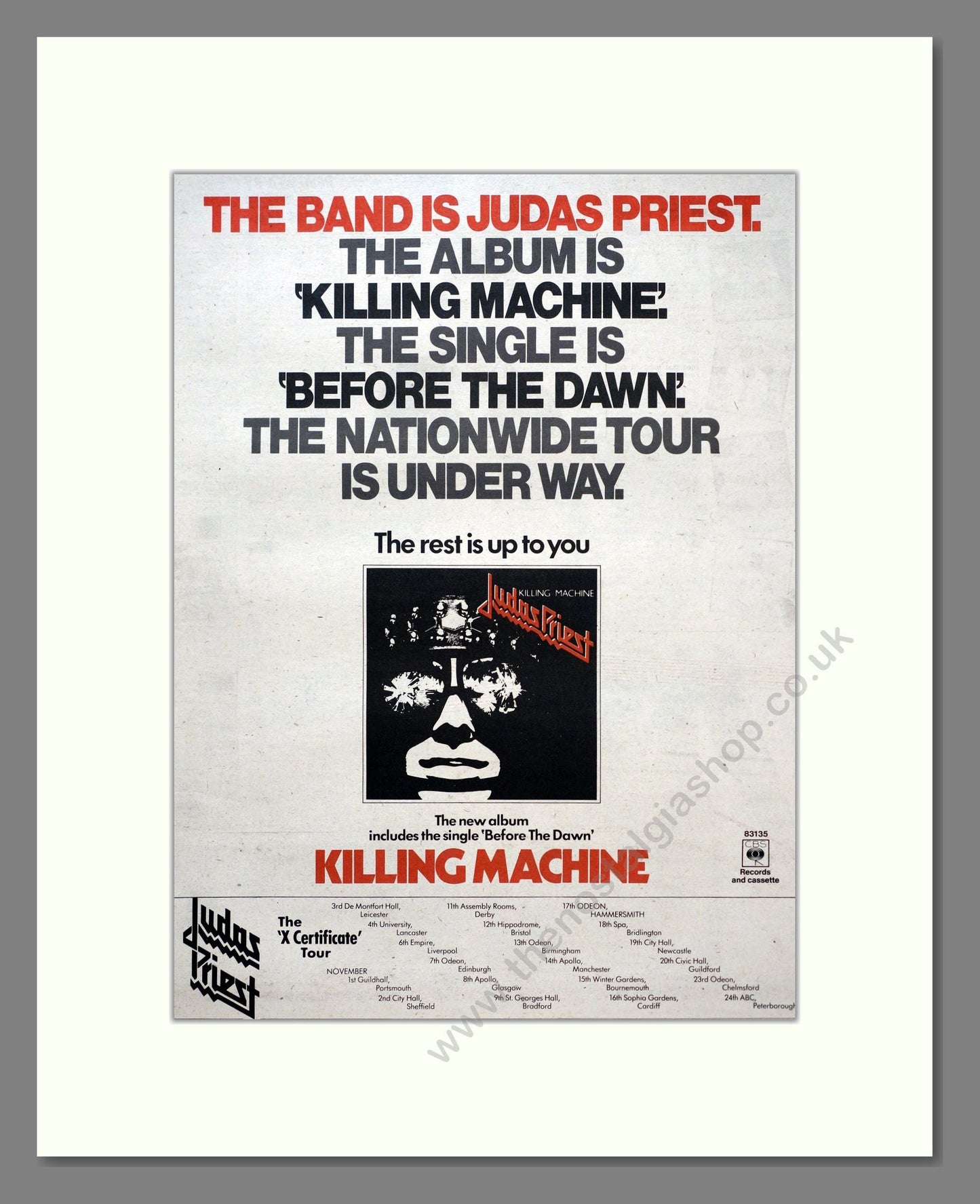 Judas Priest - Killing Machine. Vintage Advert 1978 (ref AD19603)