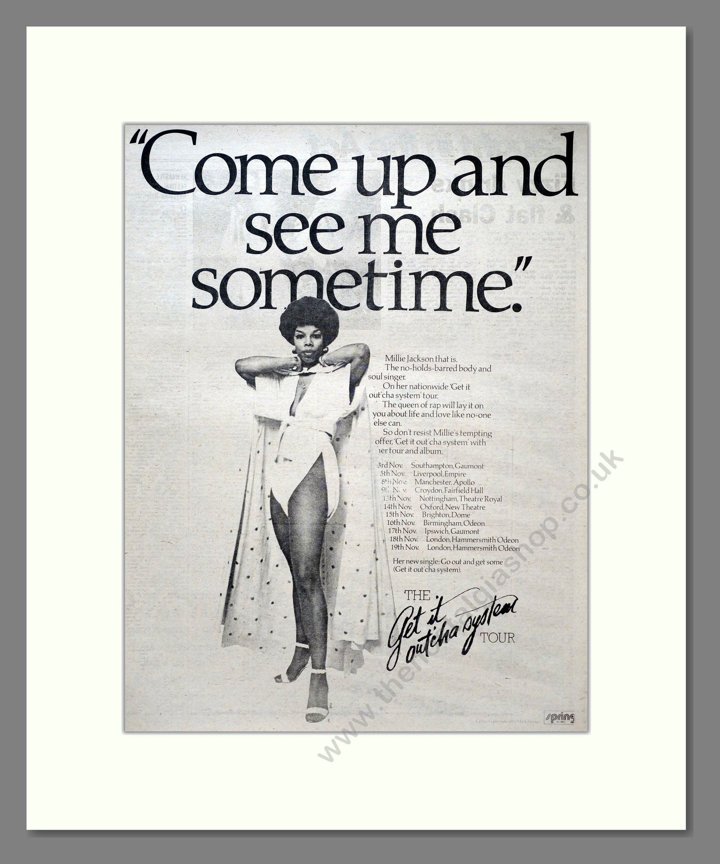 Millie Jackson - Come Up And See Me Sometime. Vintage Advert 1978 (ref AD19606)
