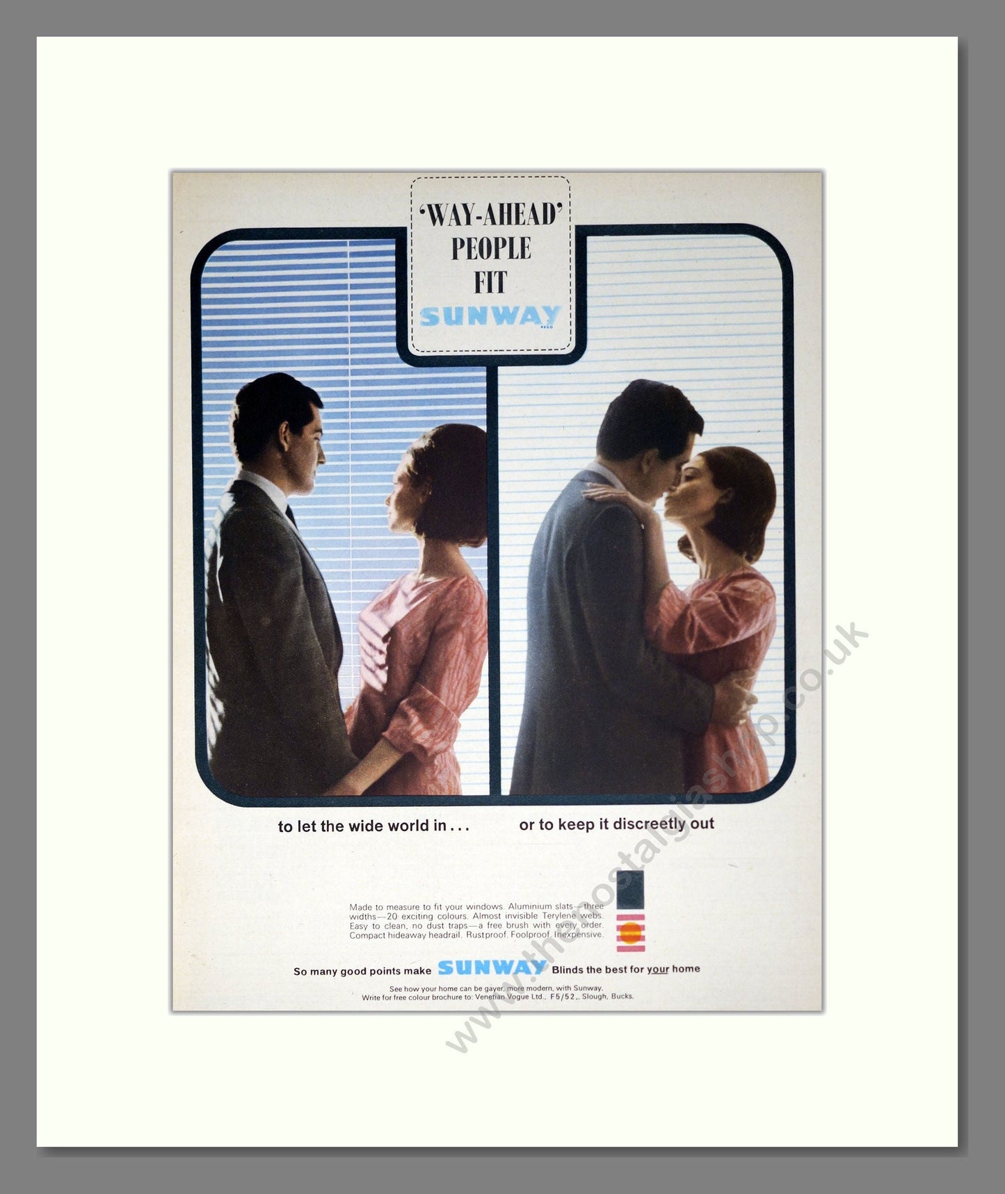 Sunway - Blinds. Vintage Advert 1965 (ref AD302355)