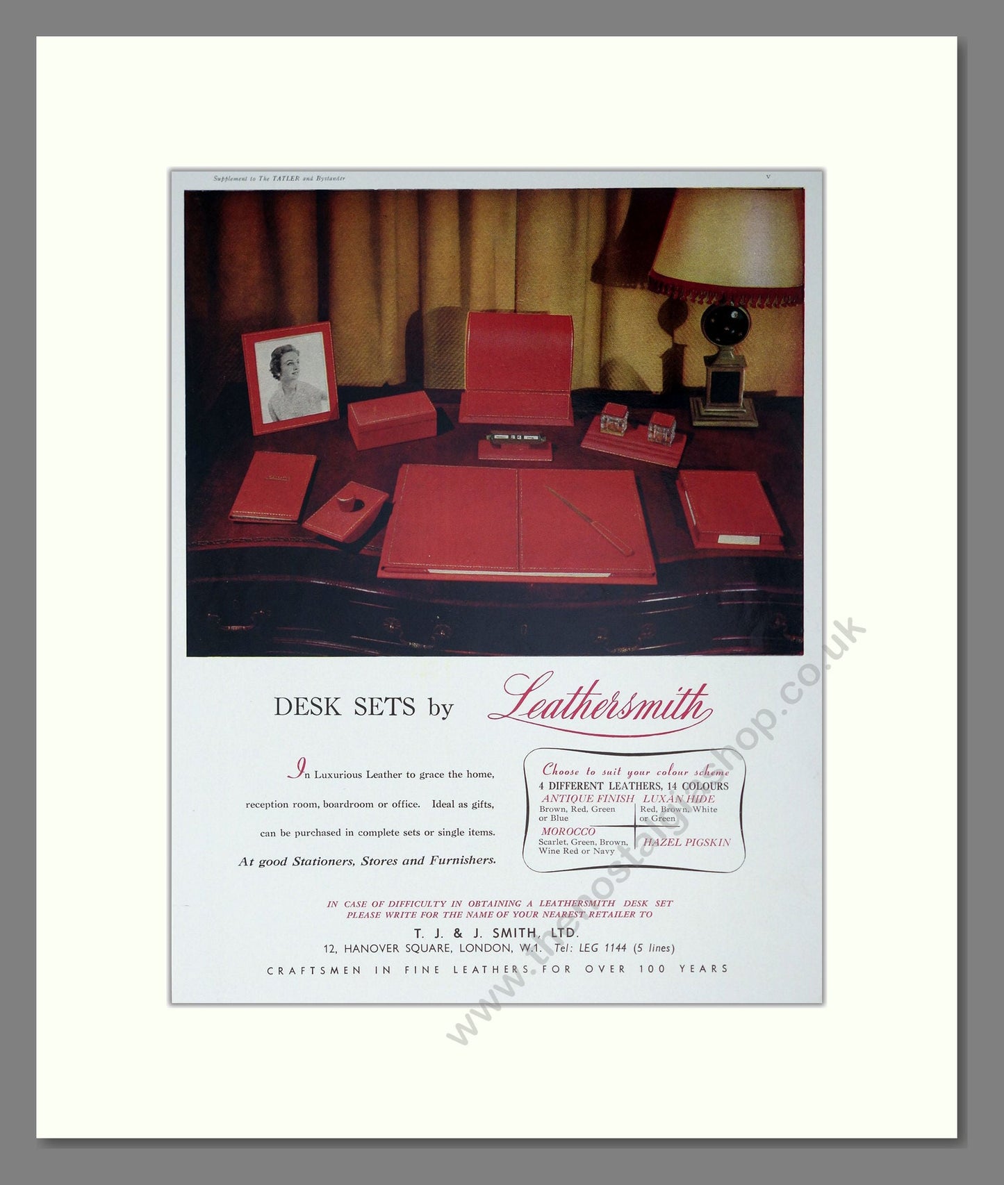 Leathersmith - Desk Sets. Vintage Advert 1958 (ref AD302408)