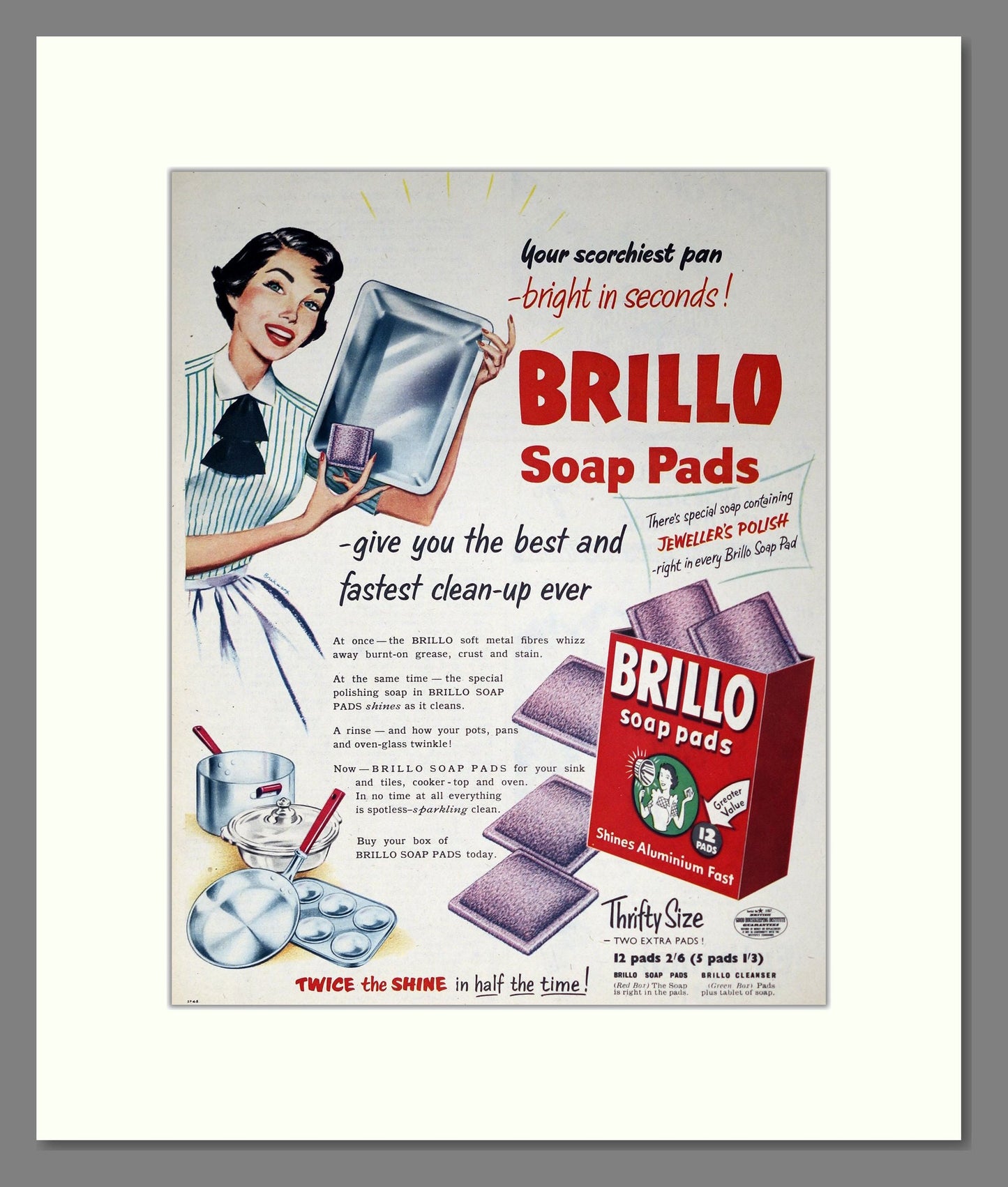 Brillo - Soap Pads. Vintage Advert 1956 (ref AD302417)
