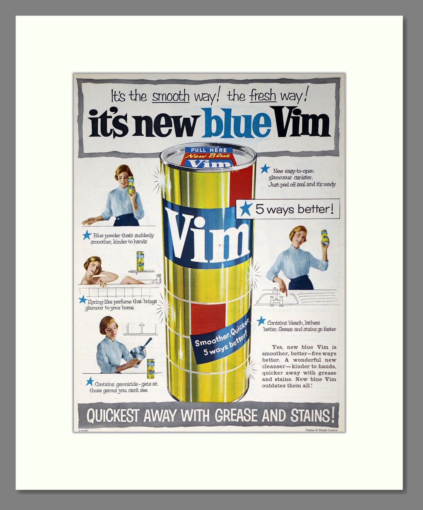 Vim - New Blue Vim. Vintage Advert 1957 (ref AD302421)