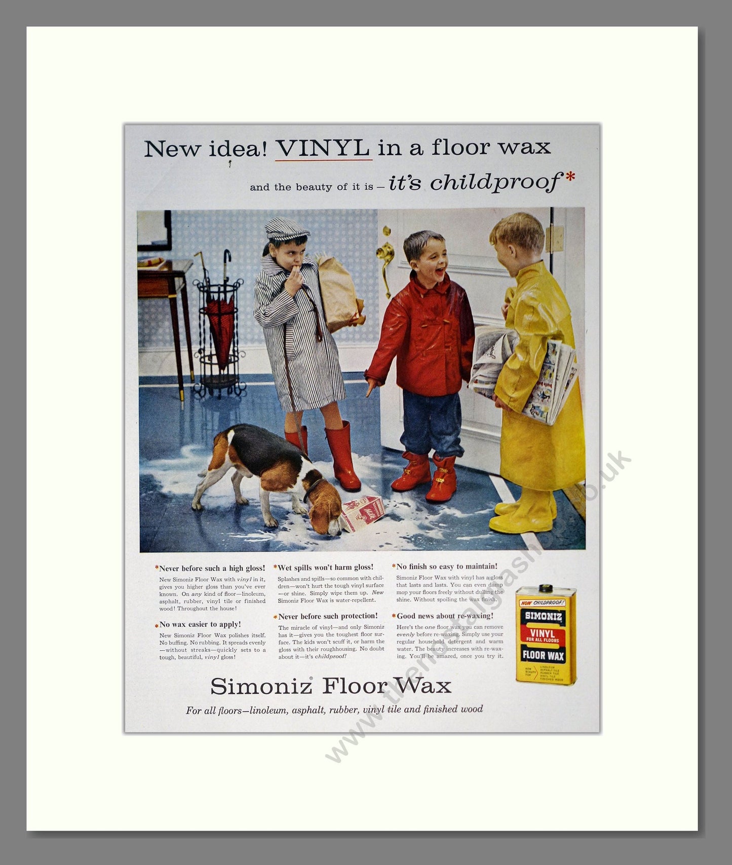 Simoniz - Floor Wax. Vintage Advert 1957 (ref AD302428)