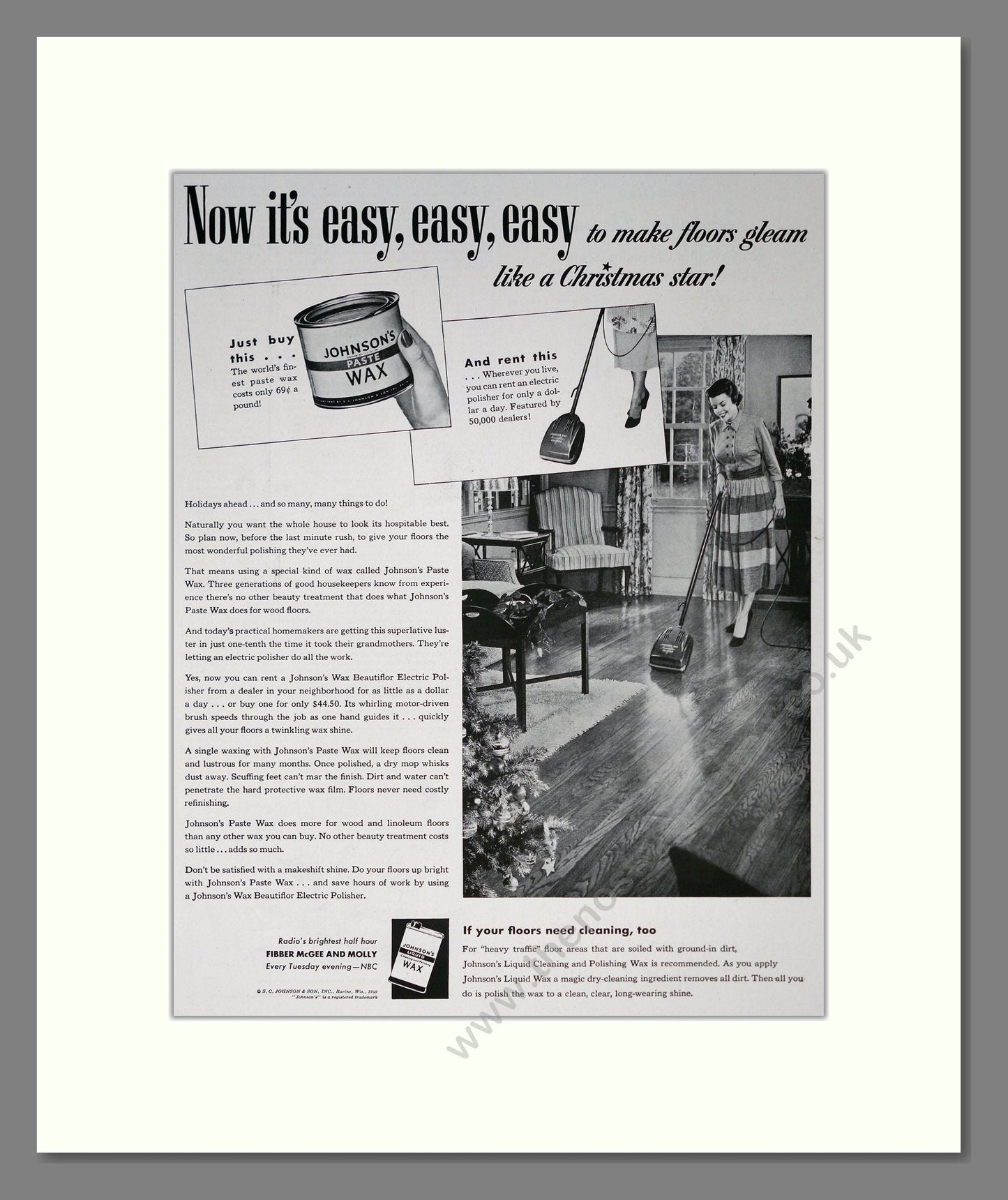 Johnsons - Floor Wax. Vintage Advert 1949 (ref AD302443)