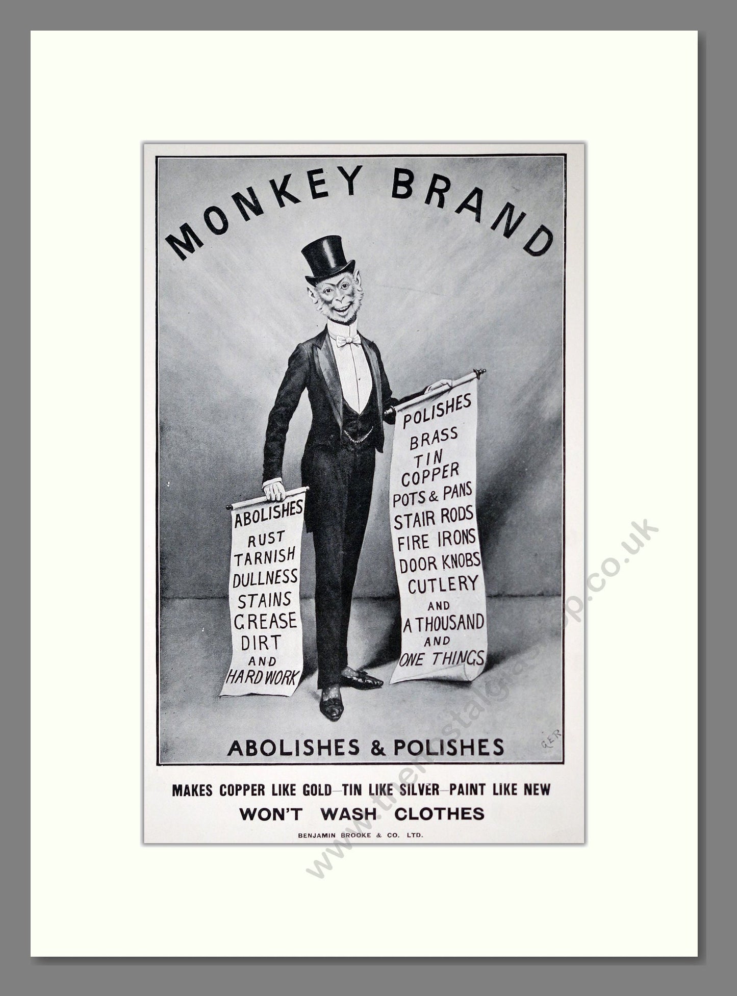 Monkey Brand - Abolish and Polish. Vintage Advert 1910 (ref AD302447)