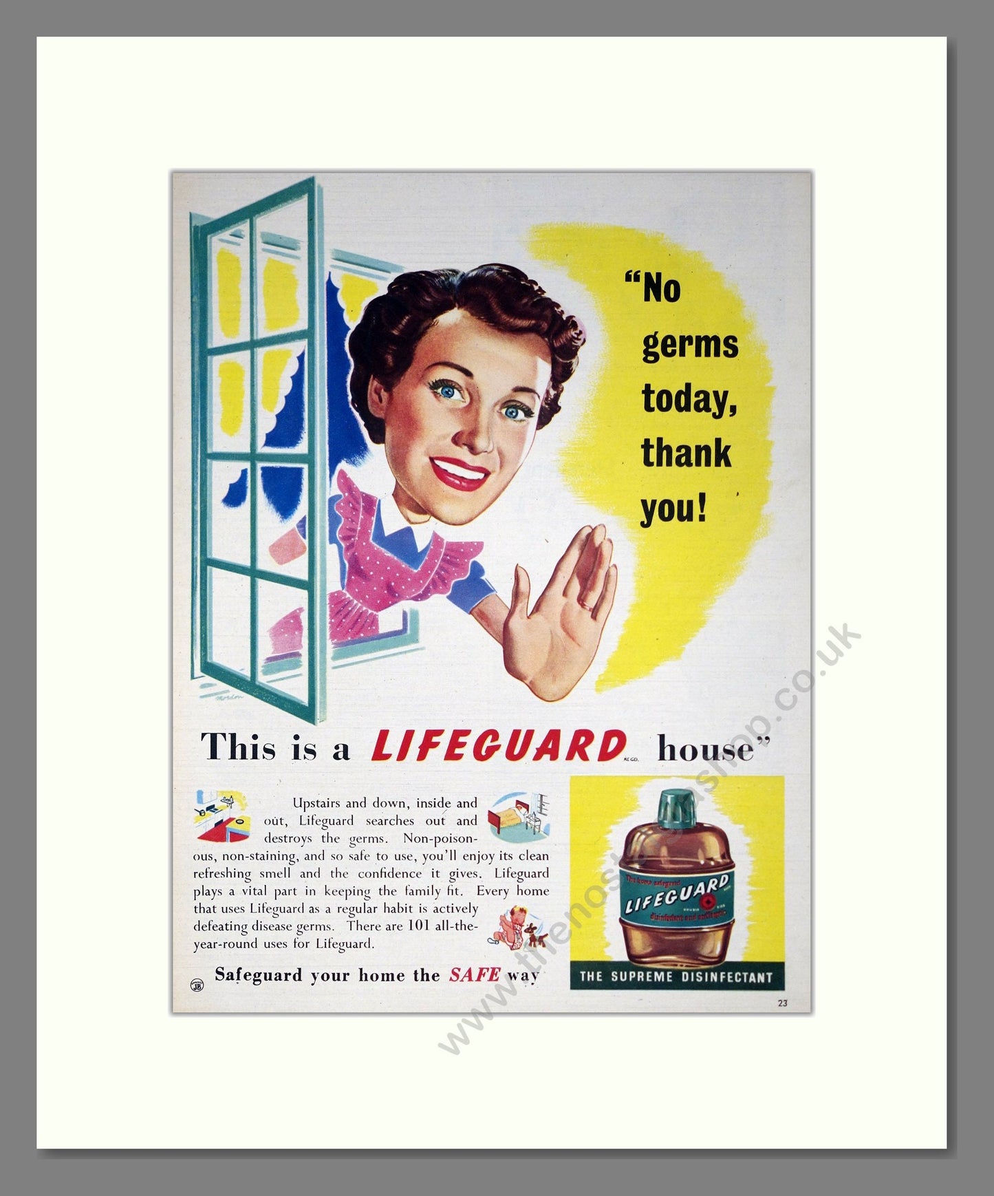 Lifeguard - Disinfectant. Vintage Advert 1951 (ref AD302452)