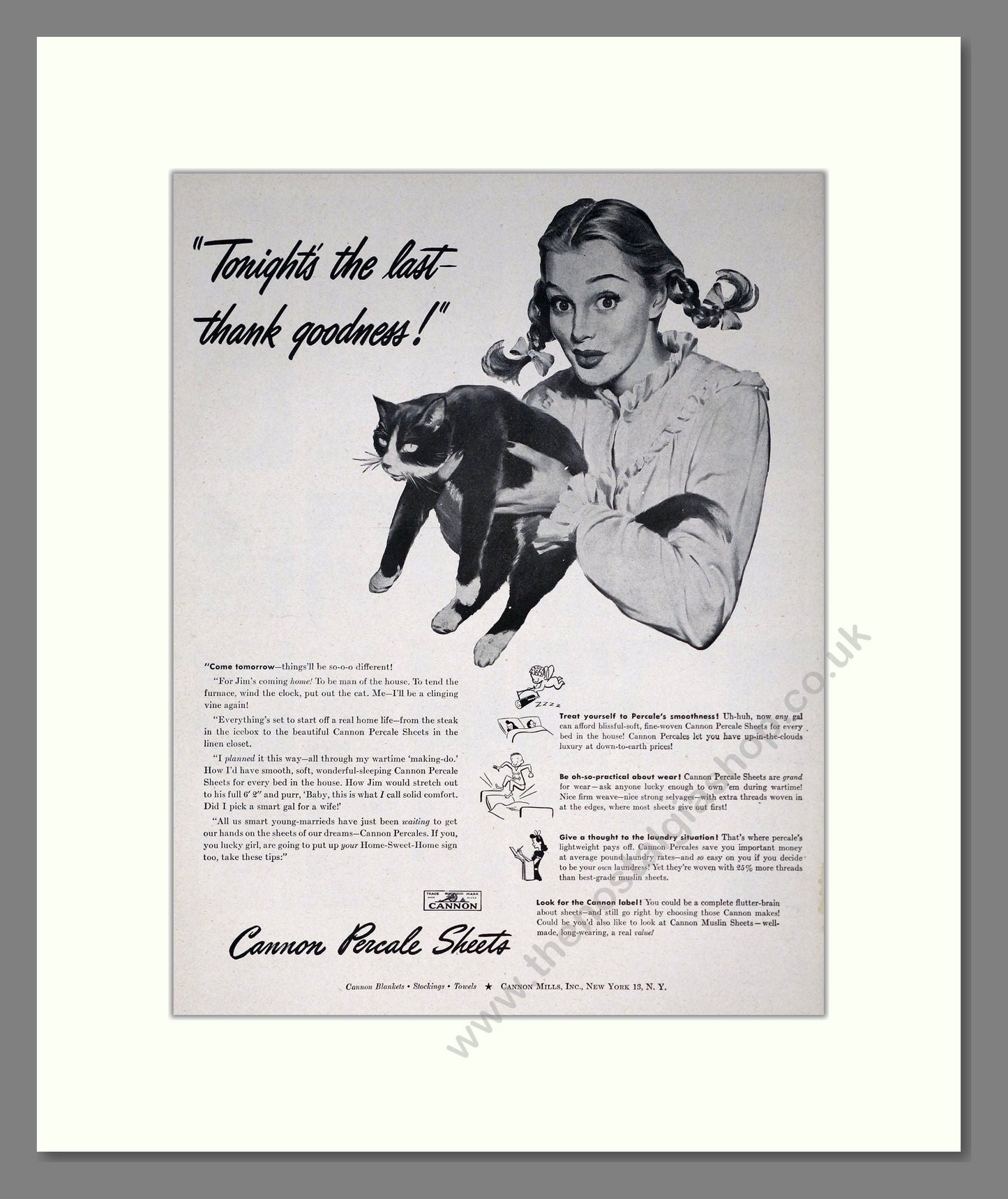 Cannon - Percale Sheets. Vintage Advert 1946 (ref AD302801)