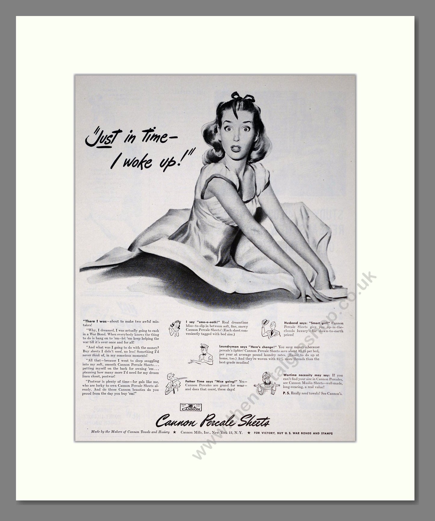 Cannon - Percale Sheets. Vintage Advert 1945 (ref AD302803)