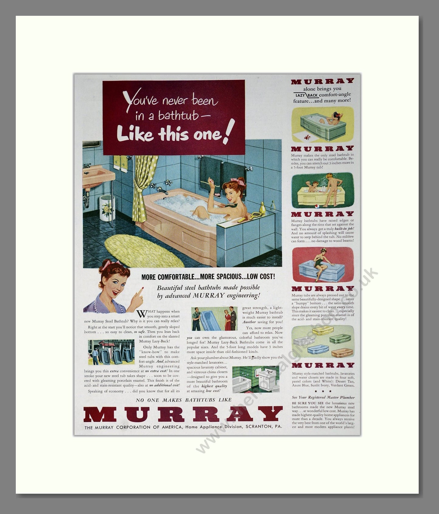 Murray - Baths. Vintage Advert 1950 (ref AD302868)