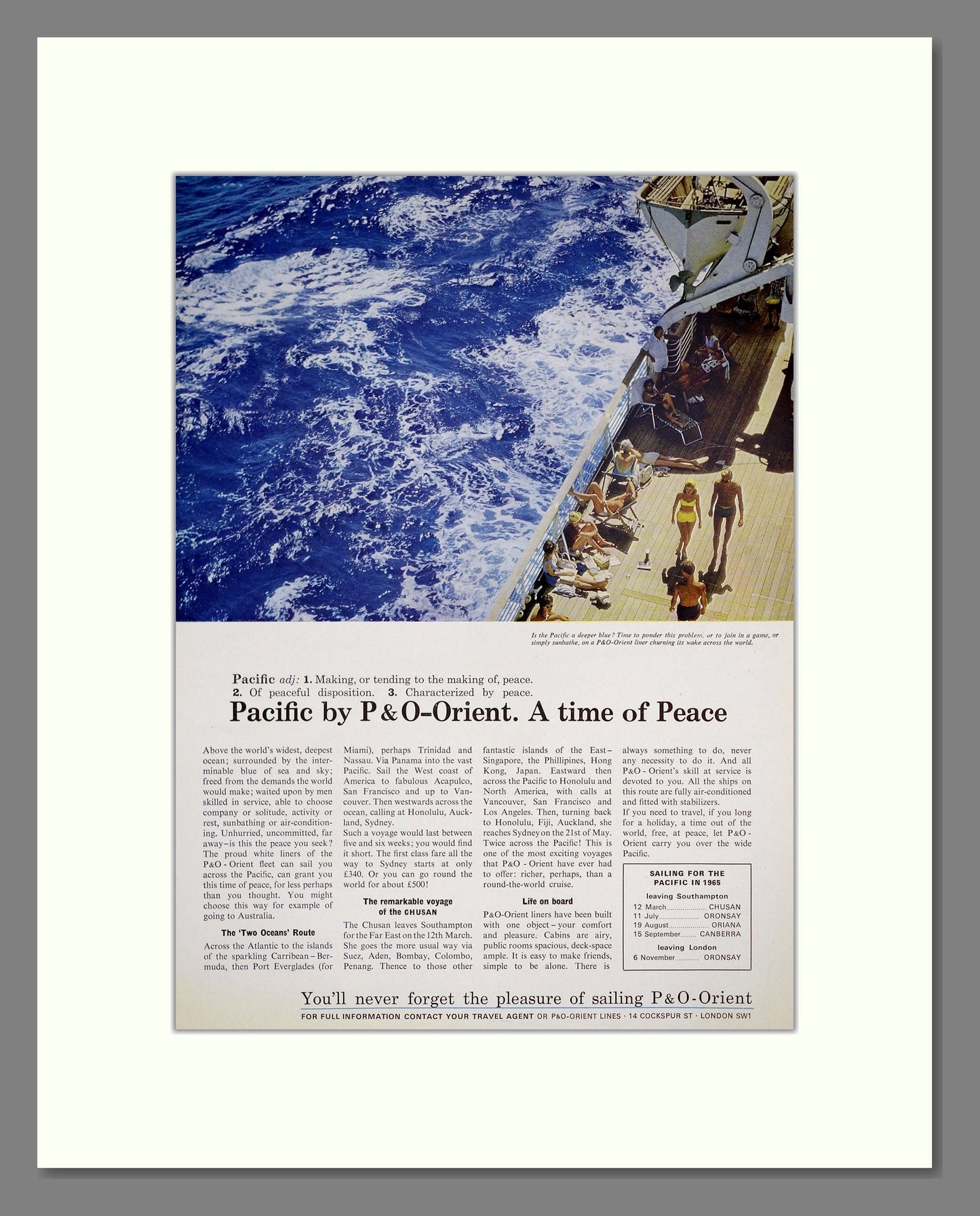 P and O - Orient Lines. Vintage Advert 1964 (ref AD302998)