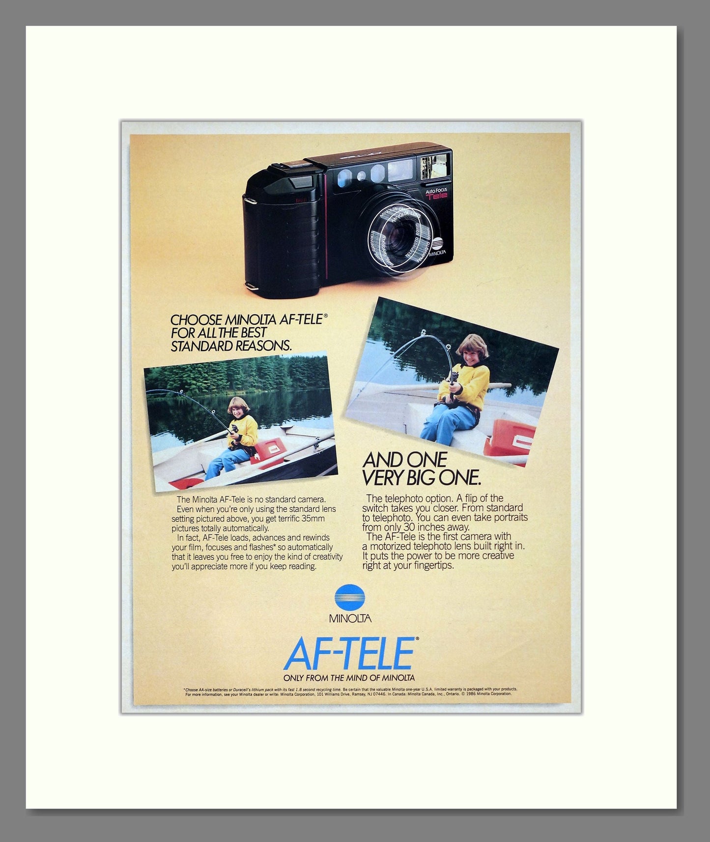 Minolta - AF-Tele. Vintage Advert 1986 (ref AD303068)