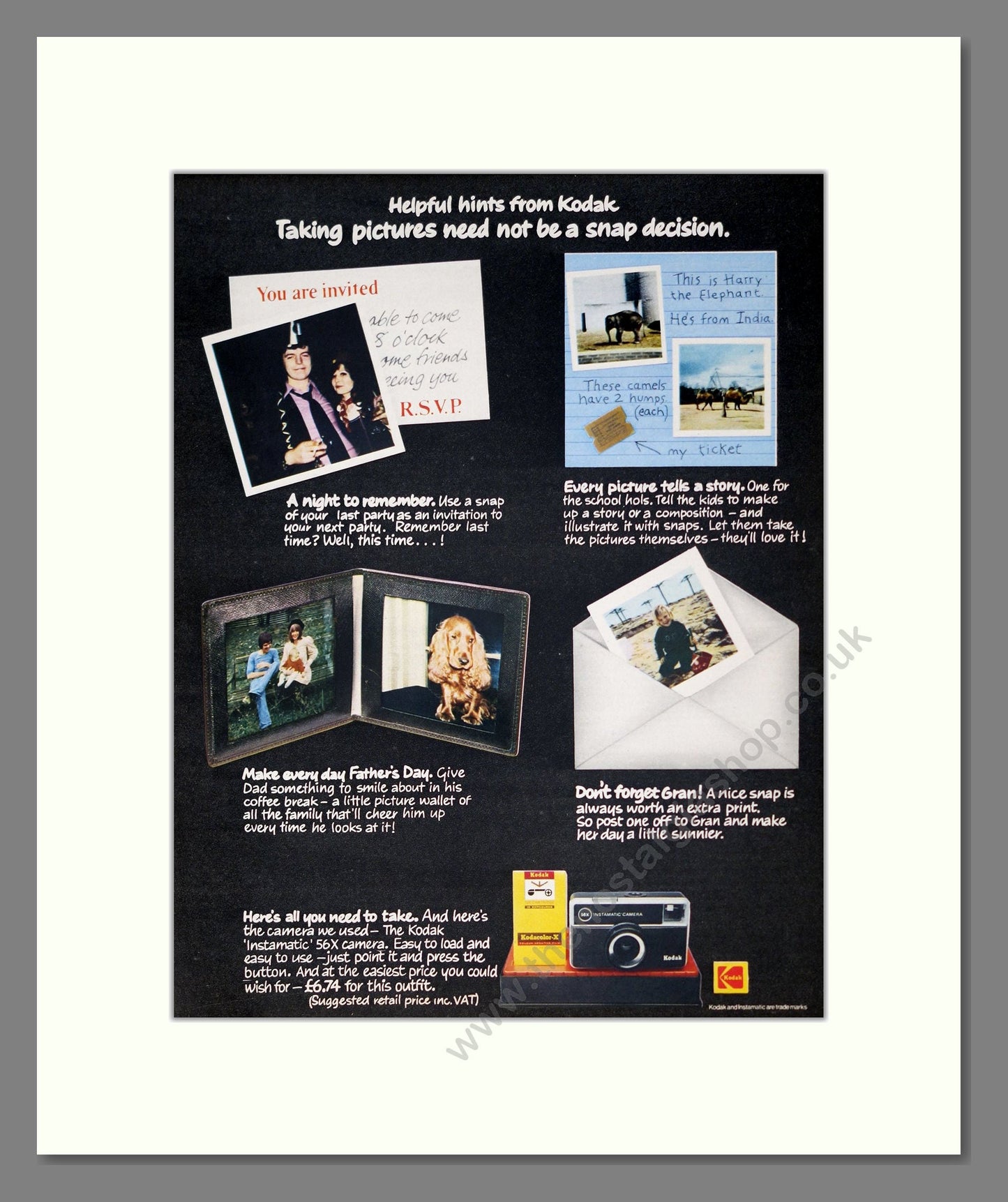 Kodak - Instamatic. Vintage Advert 1973 (ref AD303101)