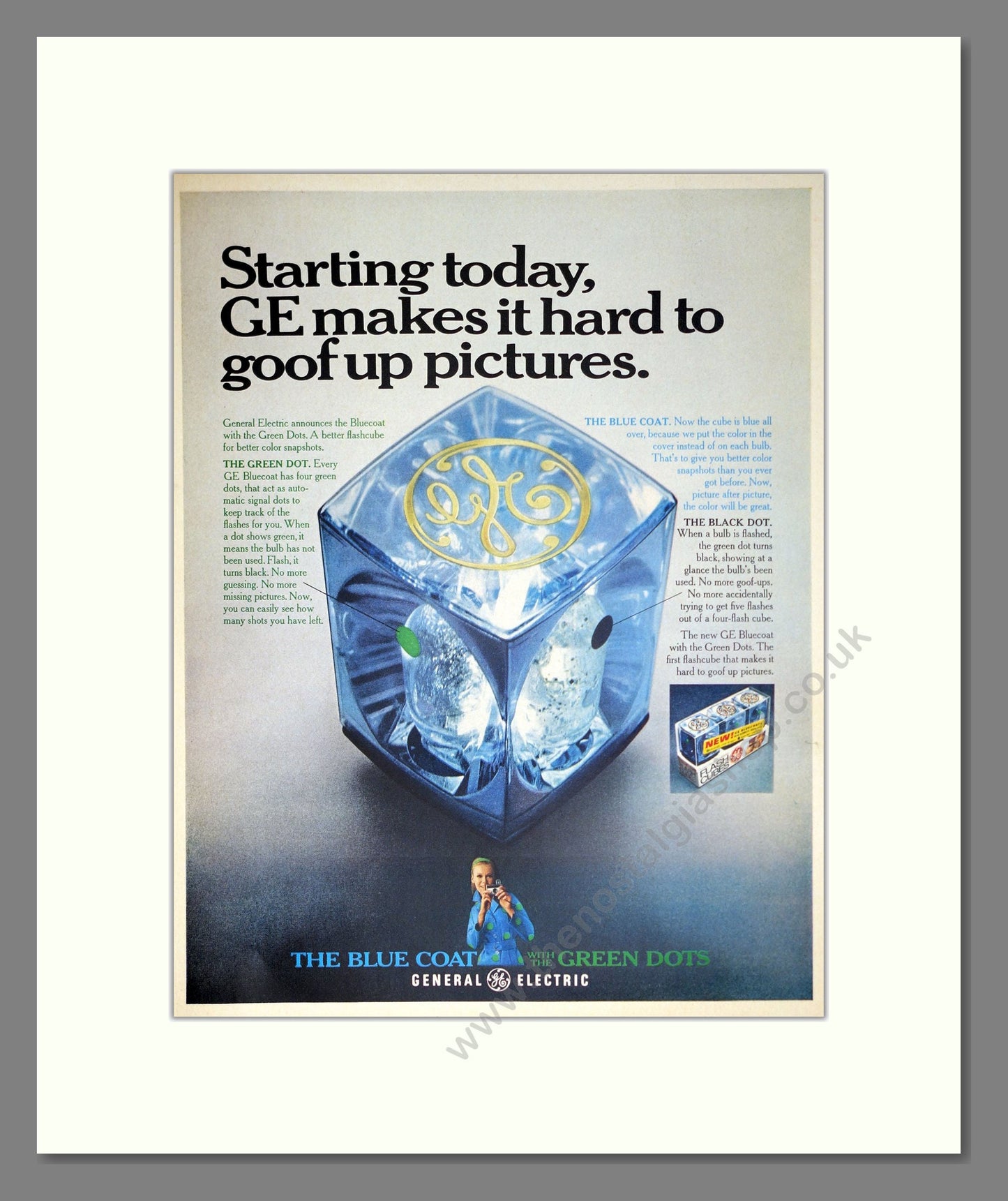General Electric - Green Dot Flash Cube. Vintage Advert 1968 (ref AD303131)