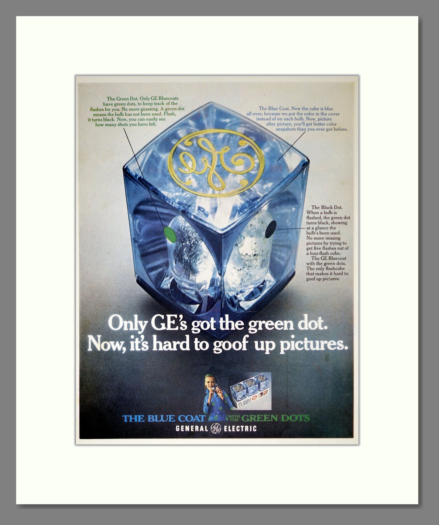 General Electric - Green Dot Flash Cube. Vintage Advert 1969 (ref AD303132)