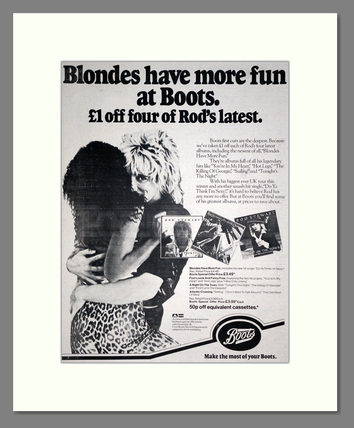 Rod Stewart - 3 Albums. Vintage Advert 1978 (ref AD19735)