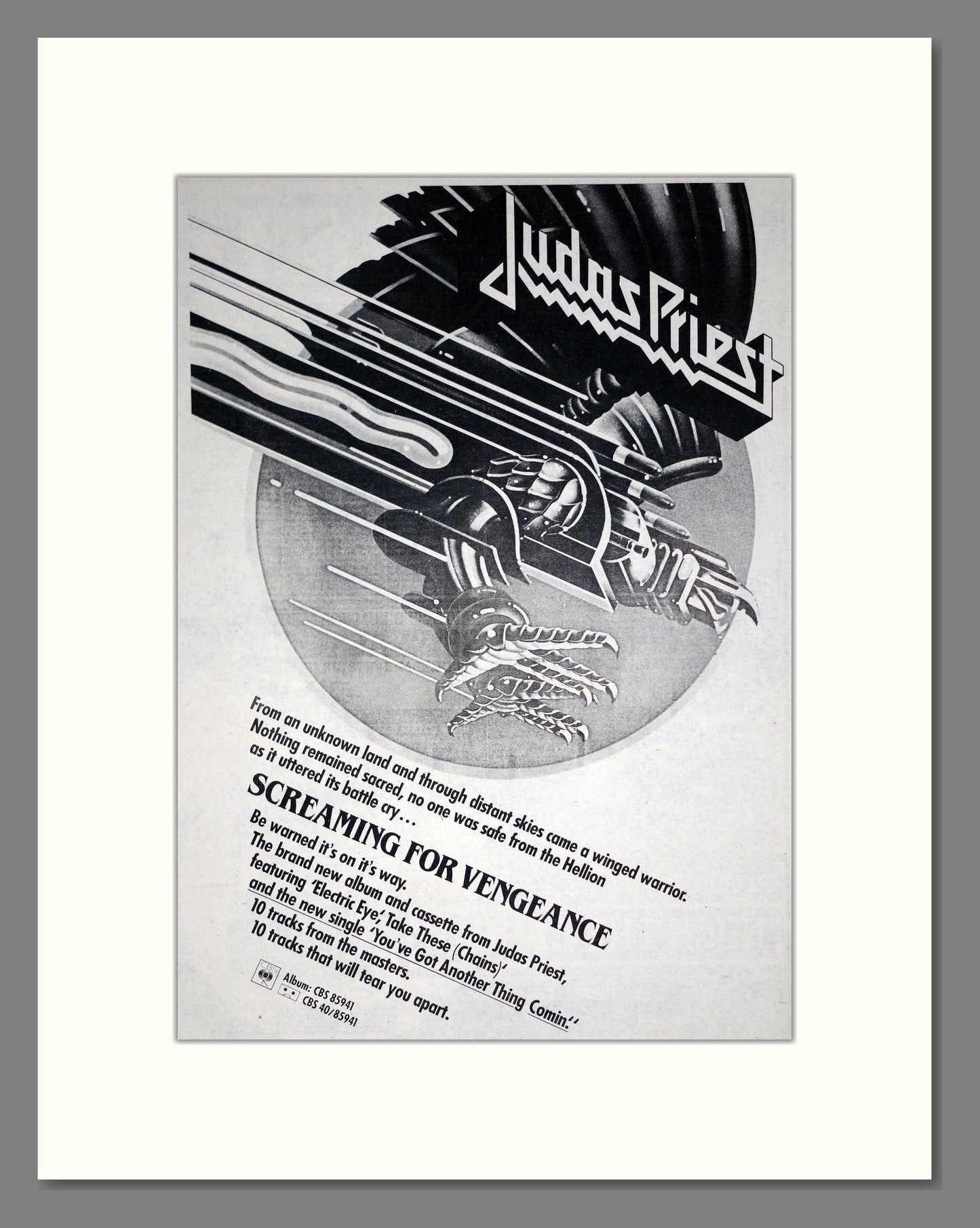 Judas Priest - Screaming For Vengeance. Vintage Advert 1982 (ref AD19793)
