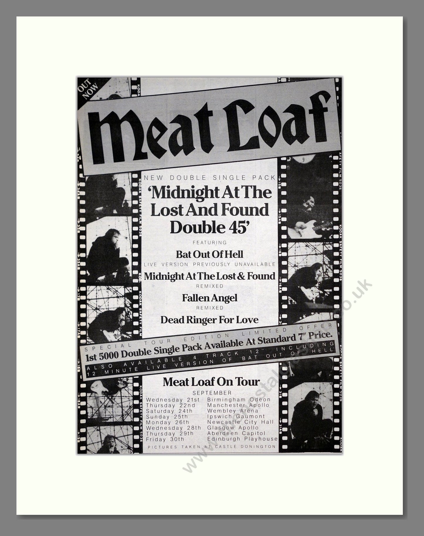 Meat Loaf - Midnight At The Lost And Found. Vintage Advert 1983 (ref AD19822)