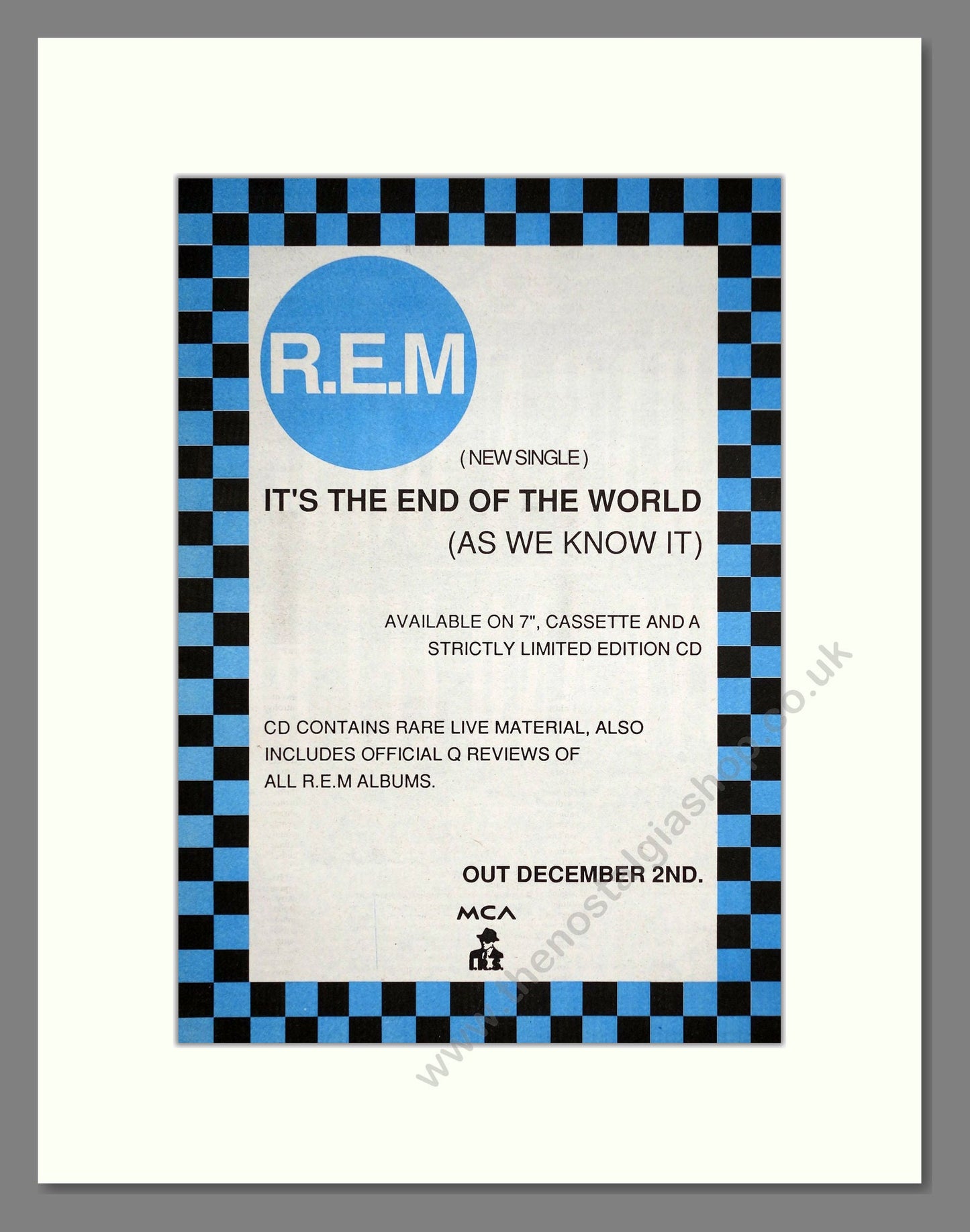 REM - It's The End Of The World (As We Know It). Vintage Advert 1991 (ref AD63177)