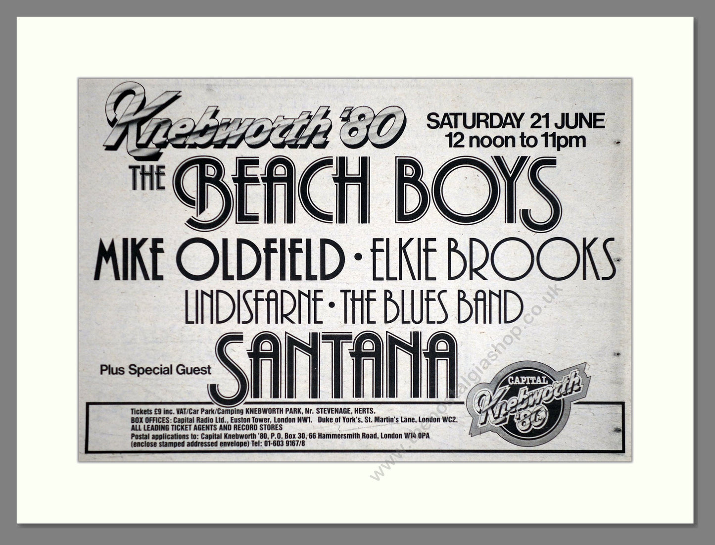 Knebworth 1980 - Line Up. Vintage Advert 1980 (ref AD63197)