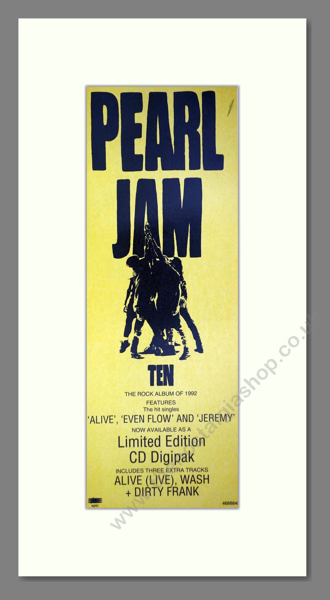 Pearl Jam - Ten. Vintage Advert 1992 (ref AD400155)