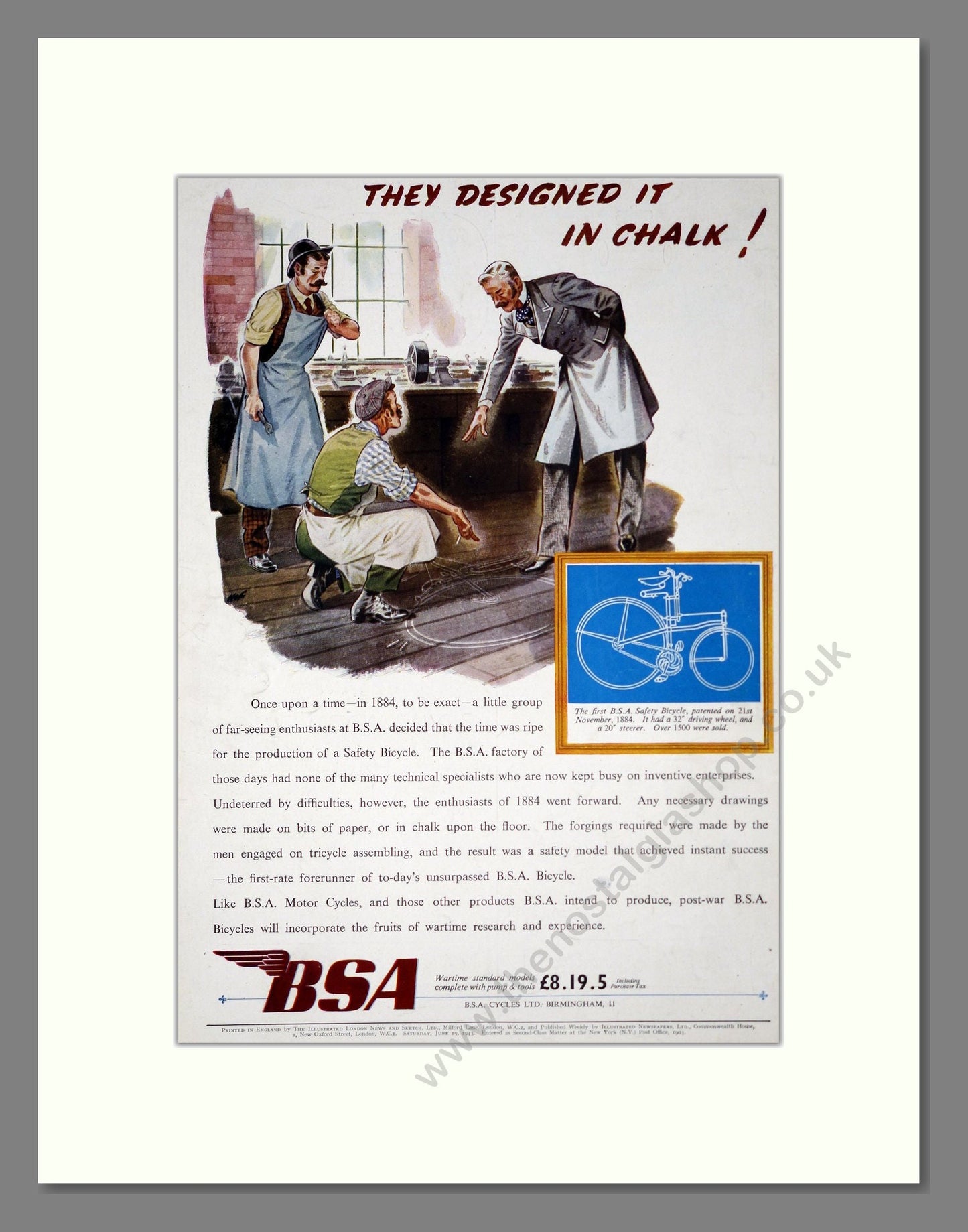 BSA - Safety Bicycle. Vintage Advert 1943 (ref AD303406)