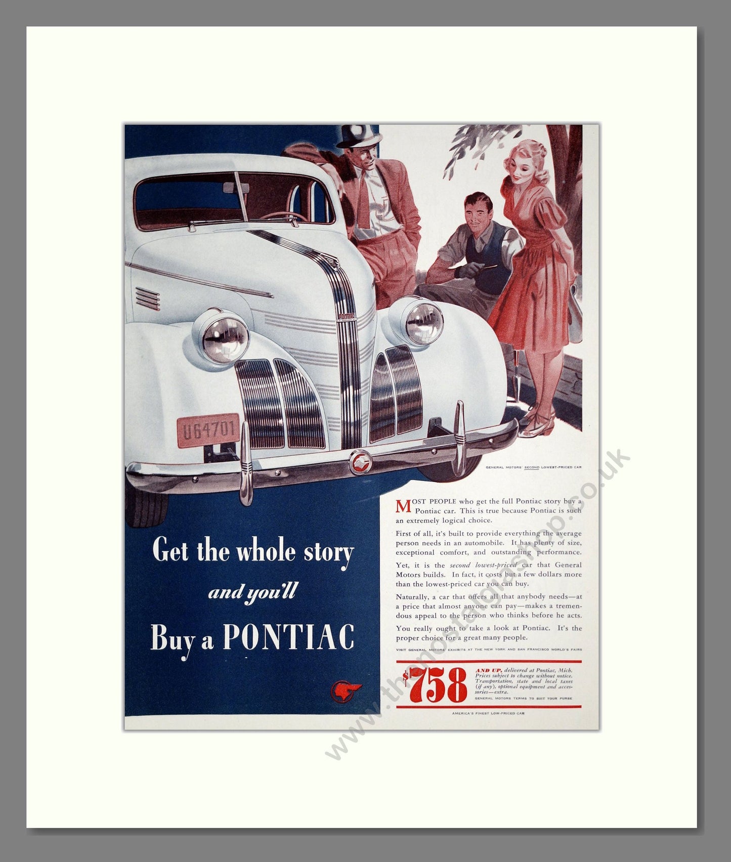 Pontiac - Get The Whole Story. Vintage Advert 1939 (ref AD303271)