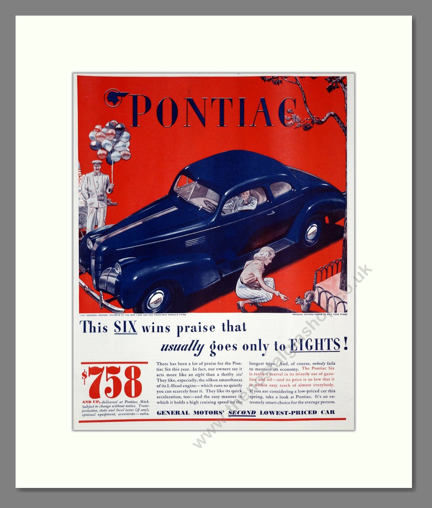 Pontiac - Six. Vintage Advert 1939 (ref AD303273)