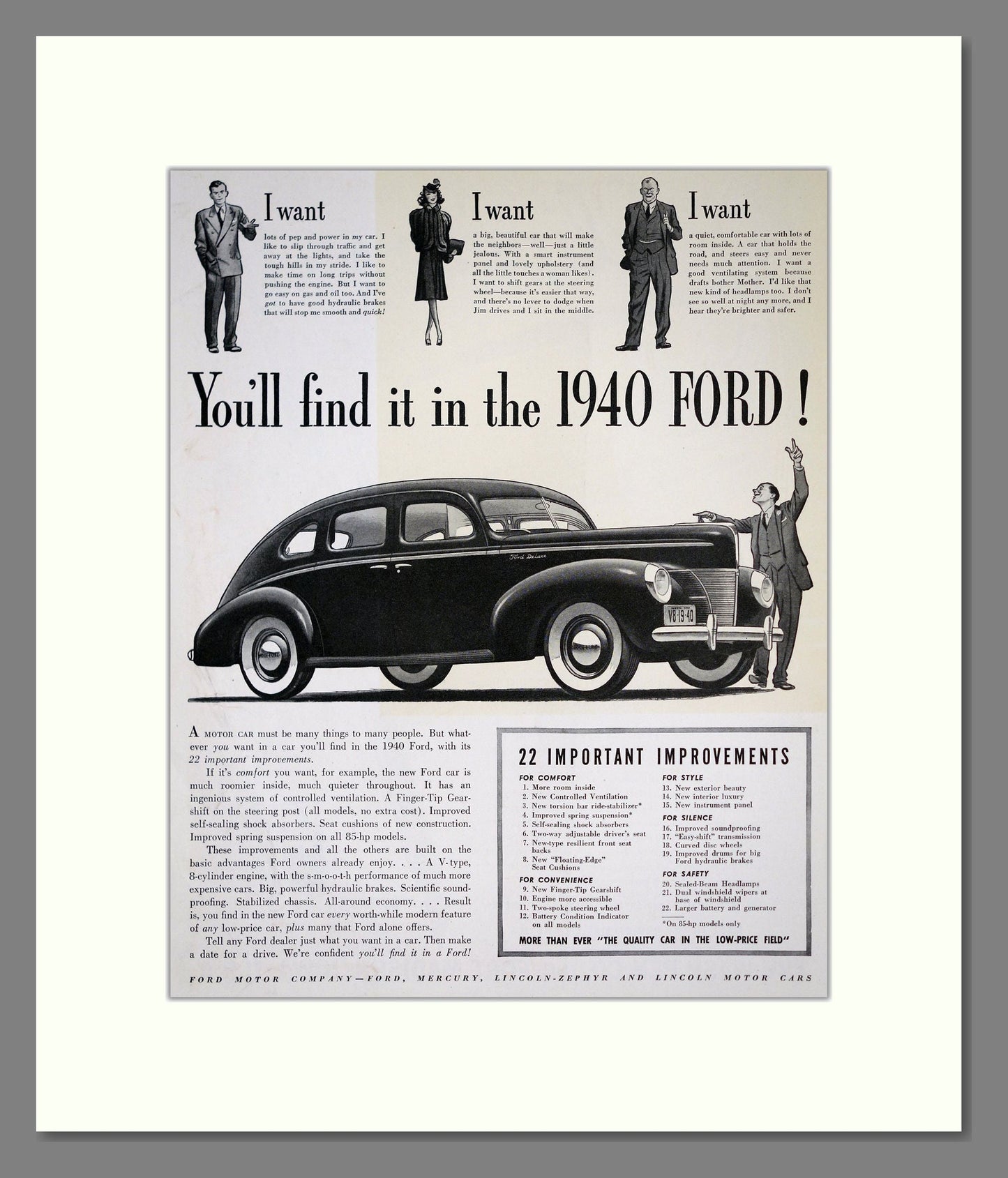Ford - I Want I Want I Want. Vintage Advert 1939 (ref AD303283)
