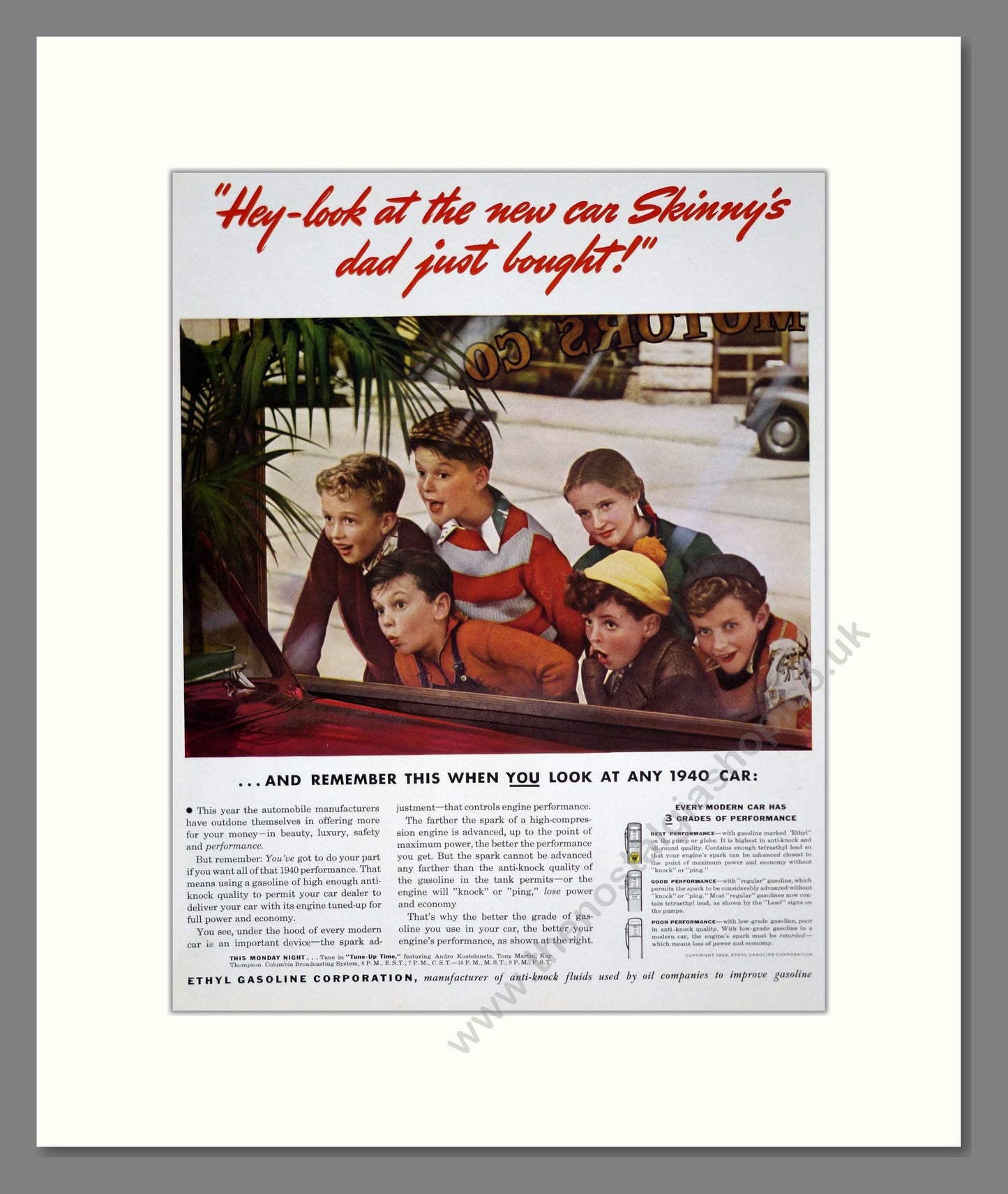 Ethyl - Gasoline. Vintage Advert 1939 (ref AD303321)