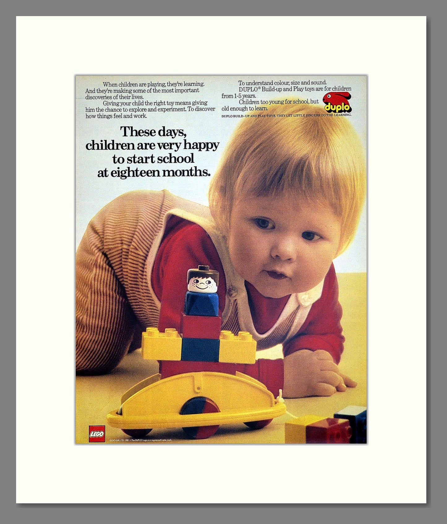 Lego - Duplo. Vintage Advert 1981 (ref AD303253)