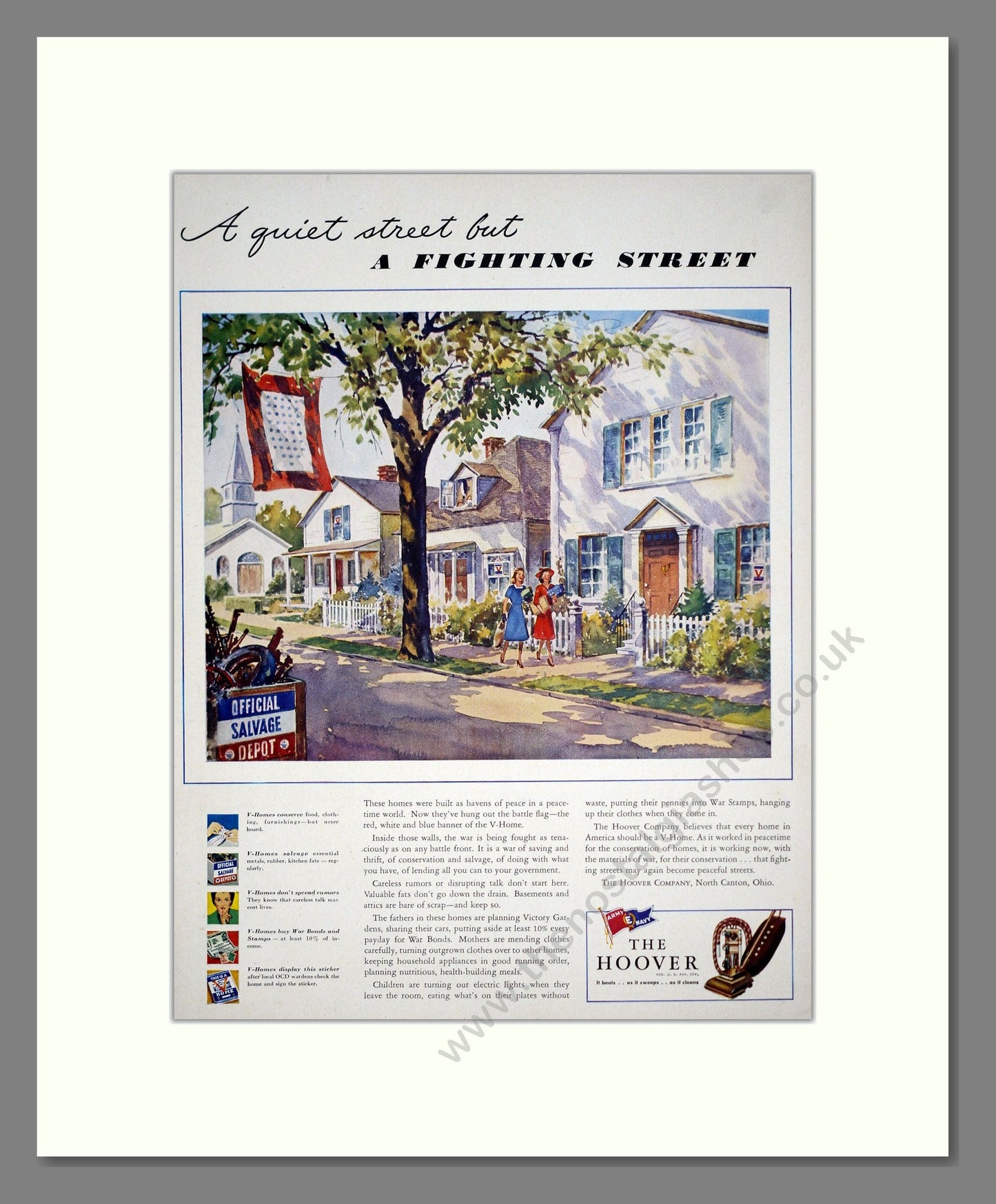 Hoover - A Fighting Street. Vintage Advert 1943 (ref AD303215)